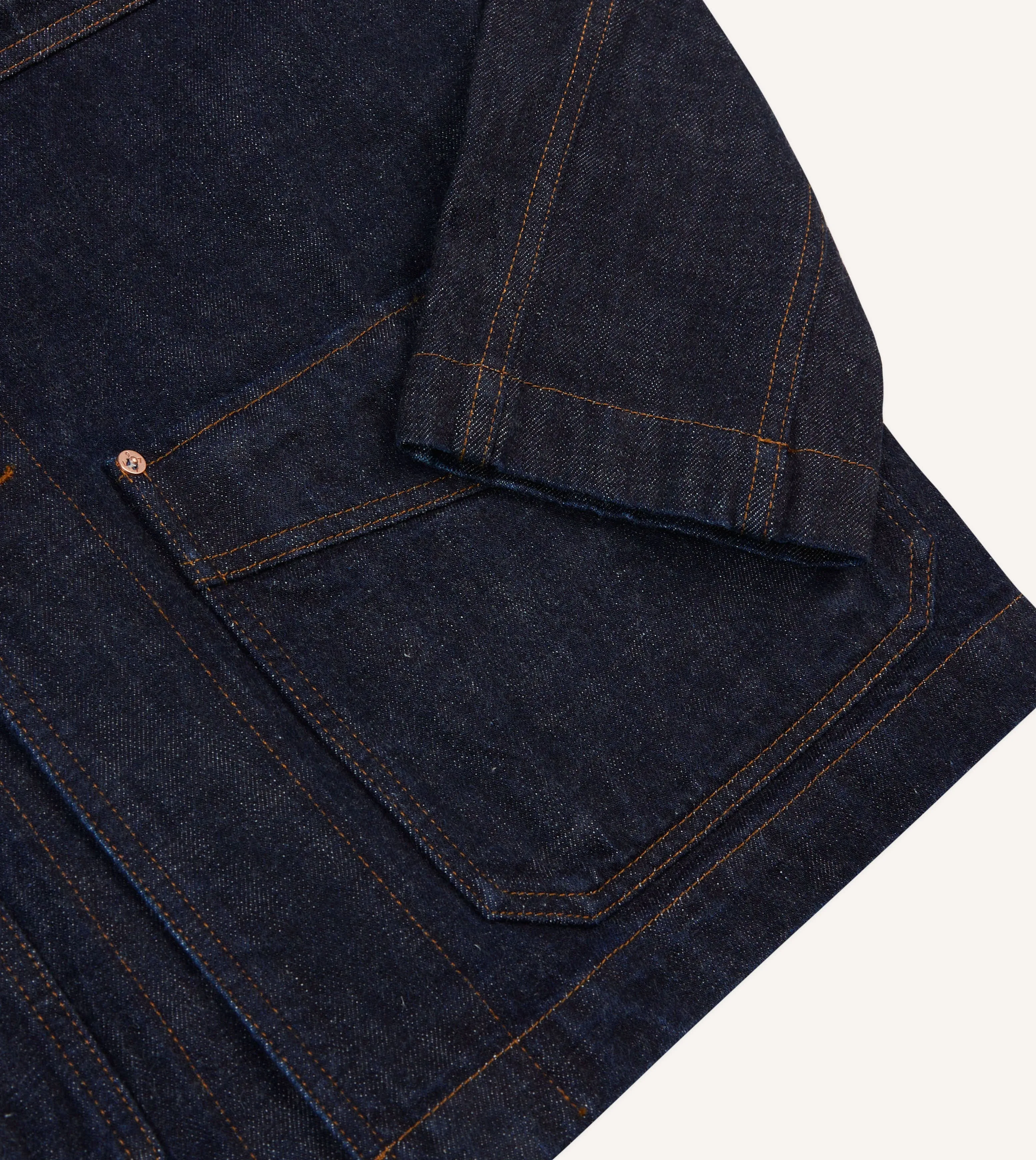 Indigo Rinse Denim Five-Pocket Chore Jacket sold by Drake's London product image thumbnail 4
