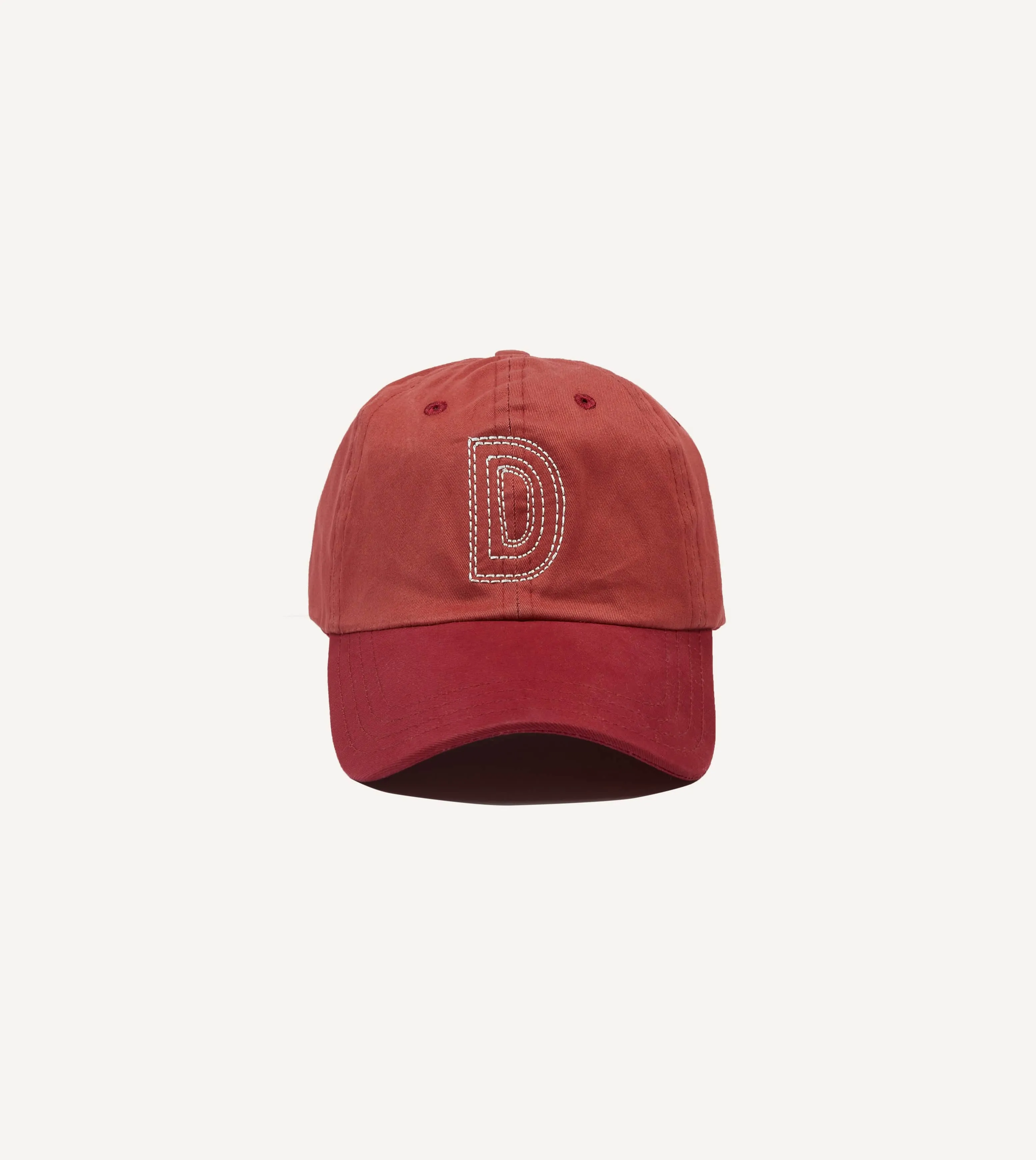 Red 'D' Emblem Seed Stitch Cotton Twill Baseball Cap sold by Drake's London