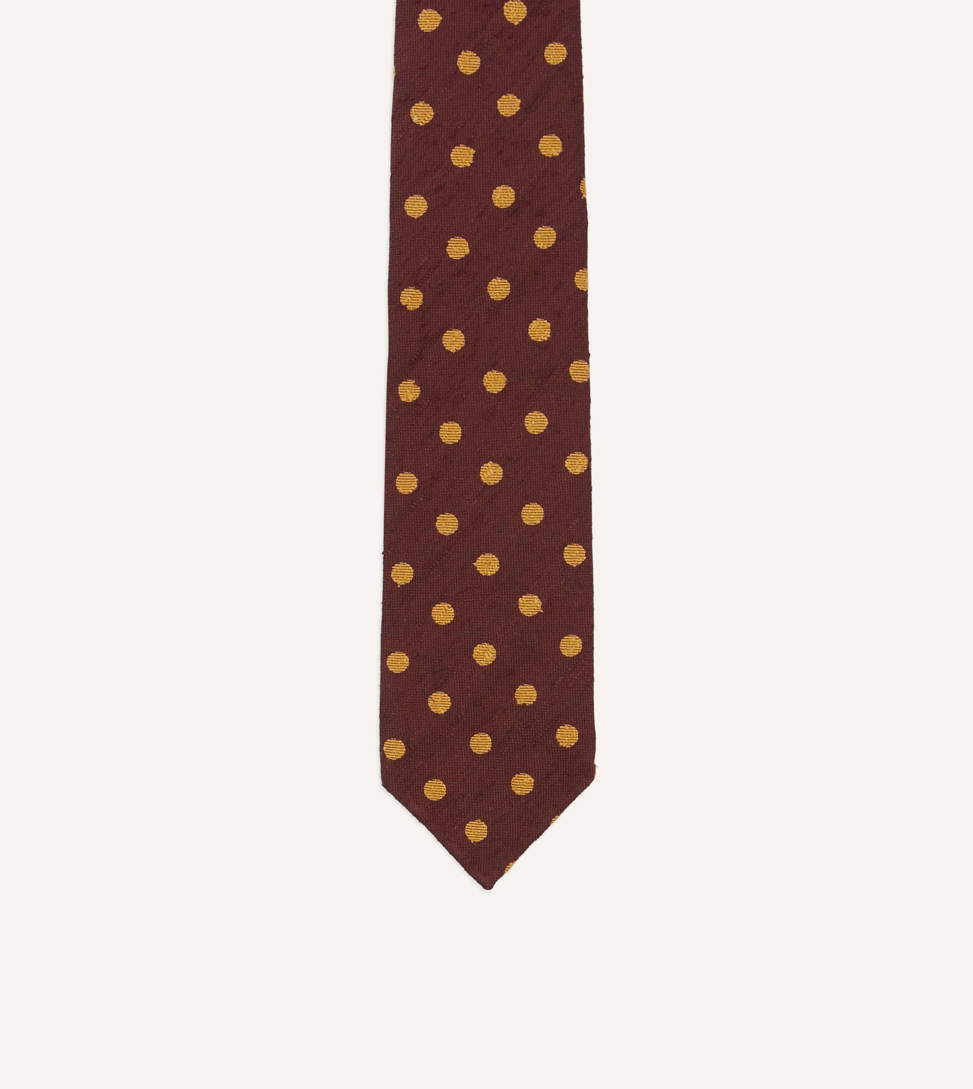 Burgundy and White Spots Shantung Silk Tie sold by Drake's London product image thumbnail 3