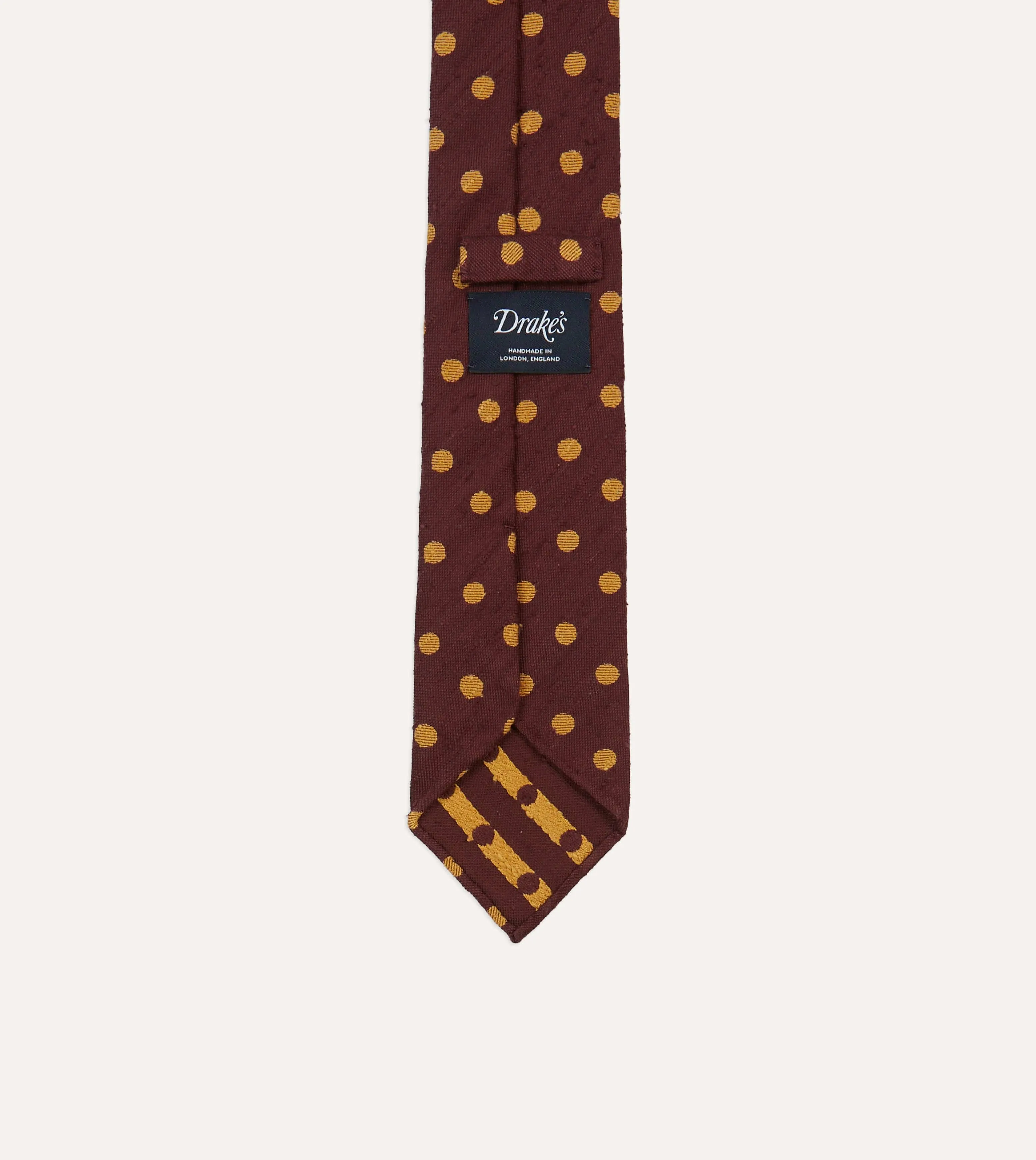 Burgundy and White Spots Shantung Silk Tie sold by Drake's London product image thumbnail 4