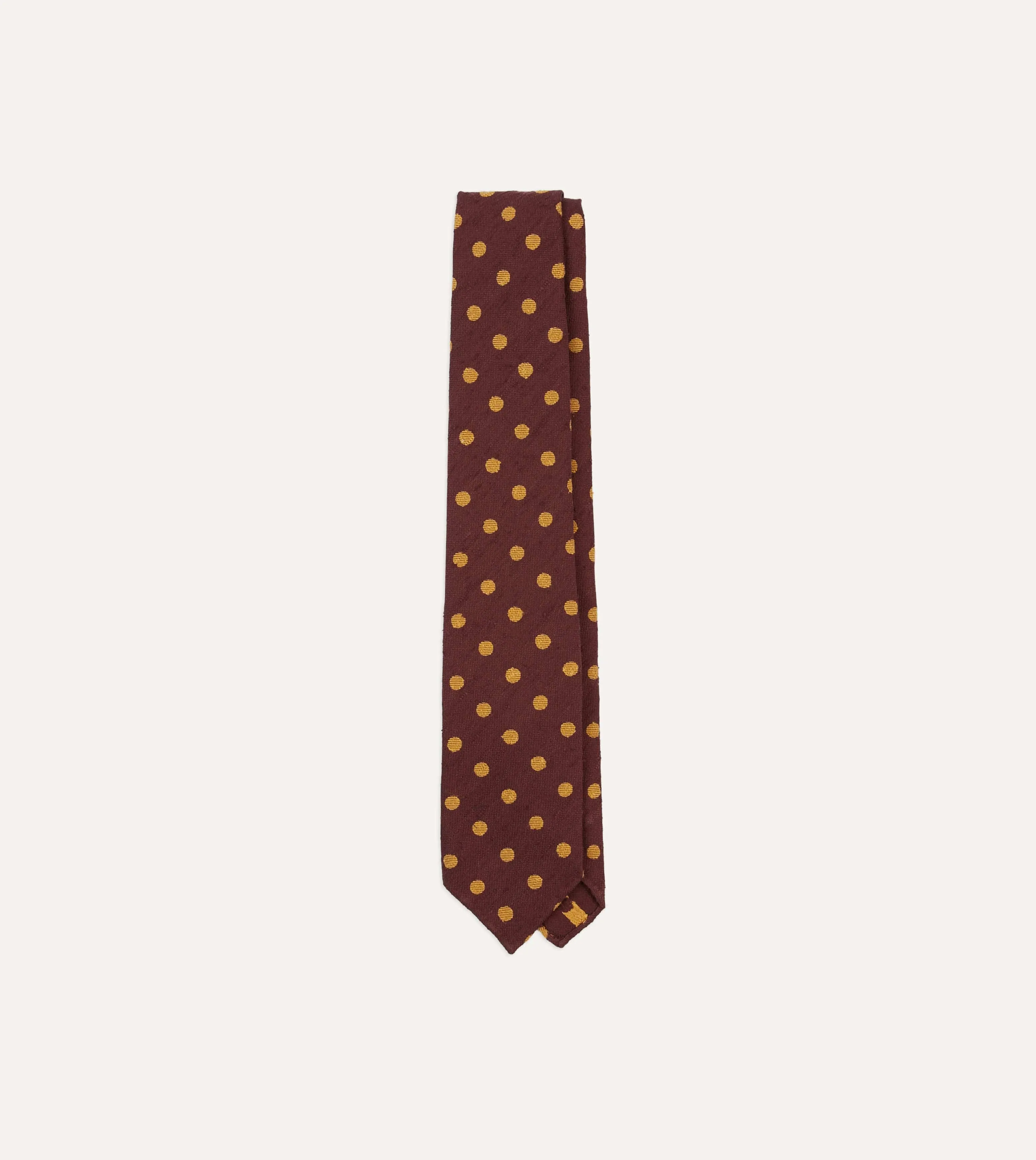 Burgundy and White Spots Shantung Silk Tie sold by Drake's London