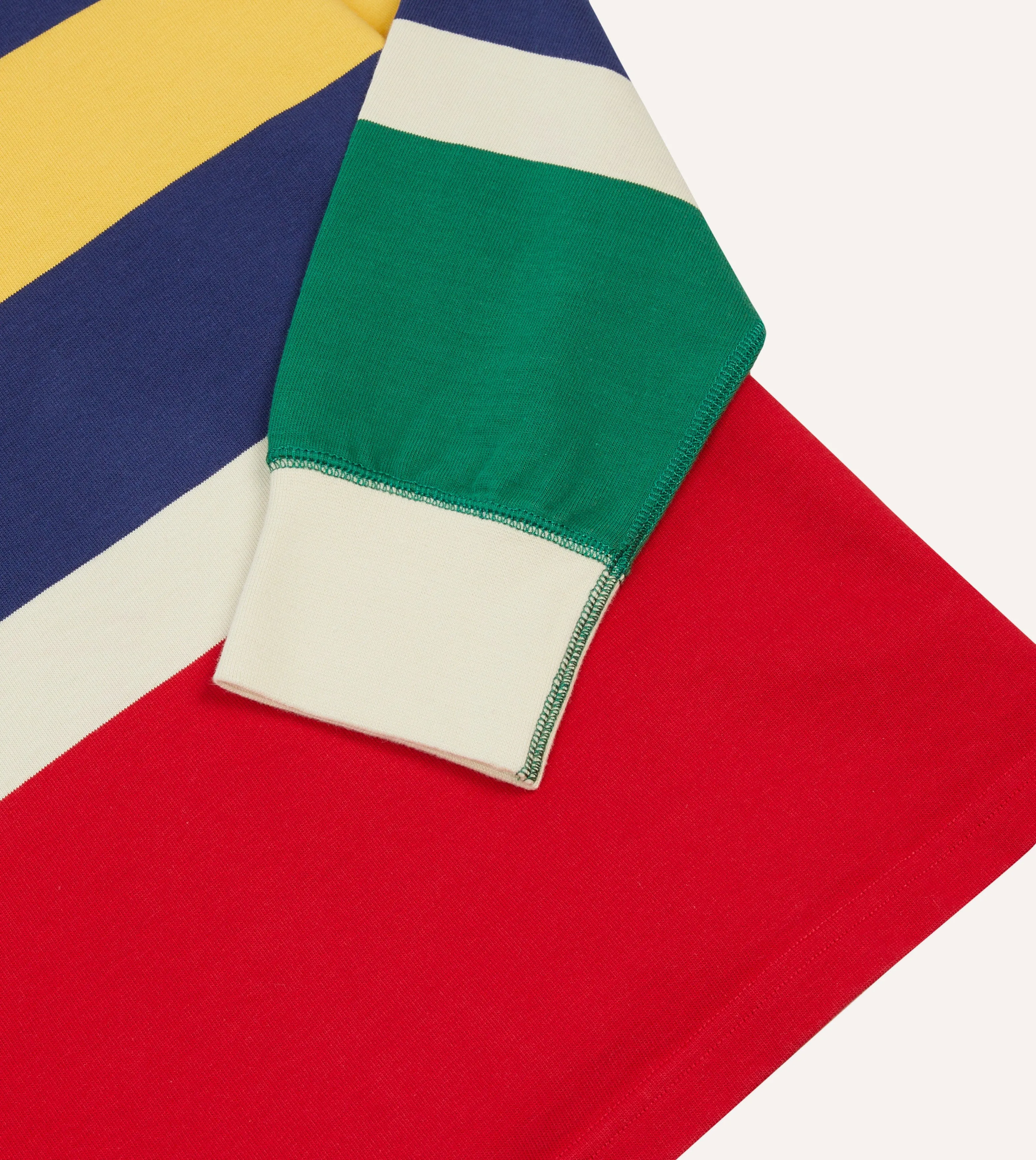 Red, Yellow and Navy Multi Stripe Cotton Rugby Shirt sold by Drake's London product image thumbnail 5