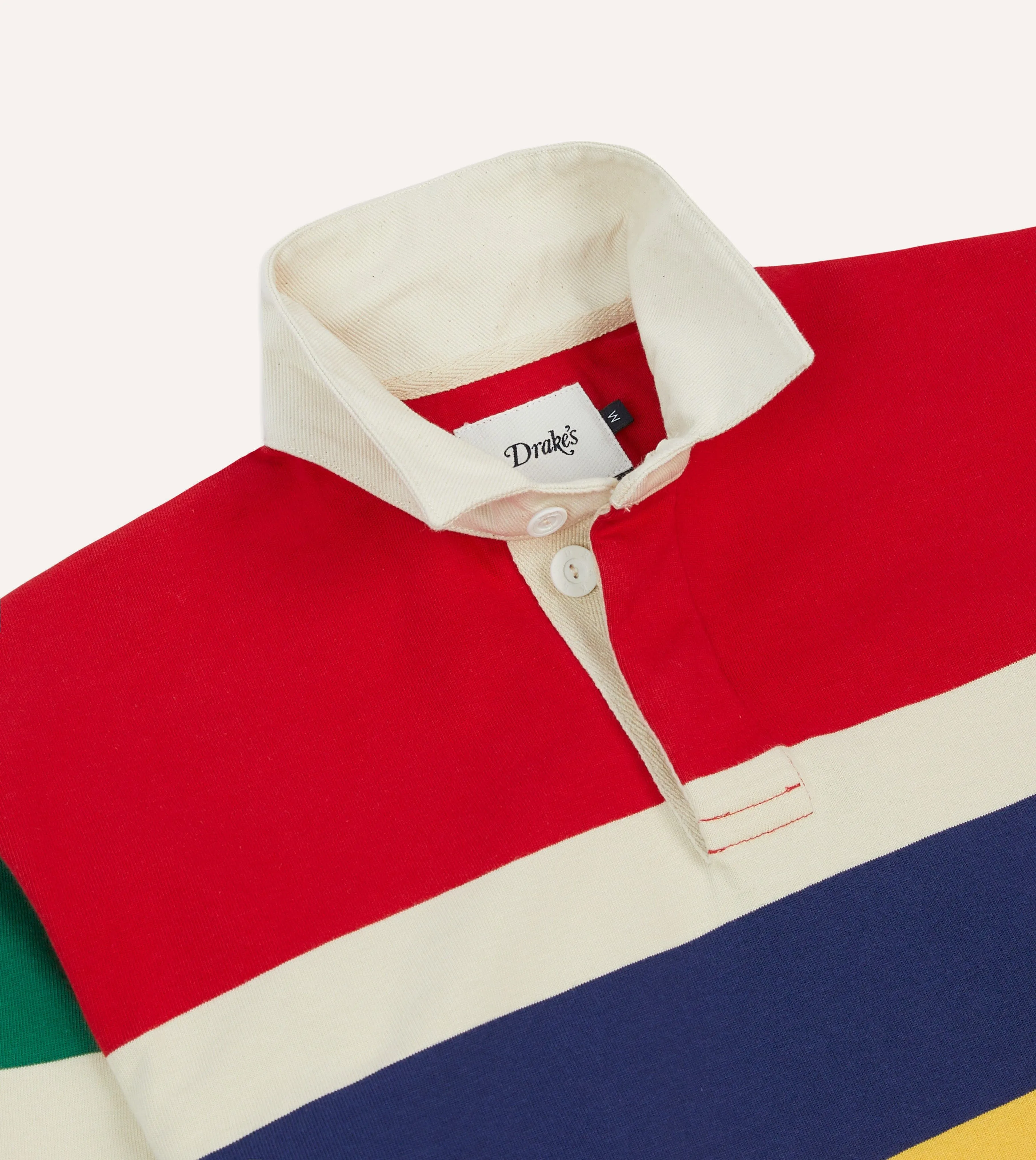 Red, Yellow and Navy Multi Stripe Cotton Rugby Shirt sold by Drake's London product image thumbnail 4