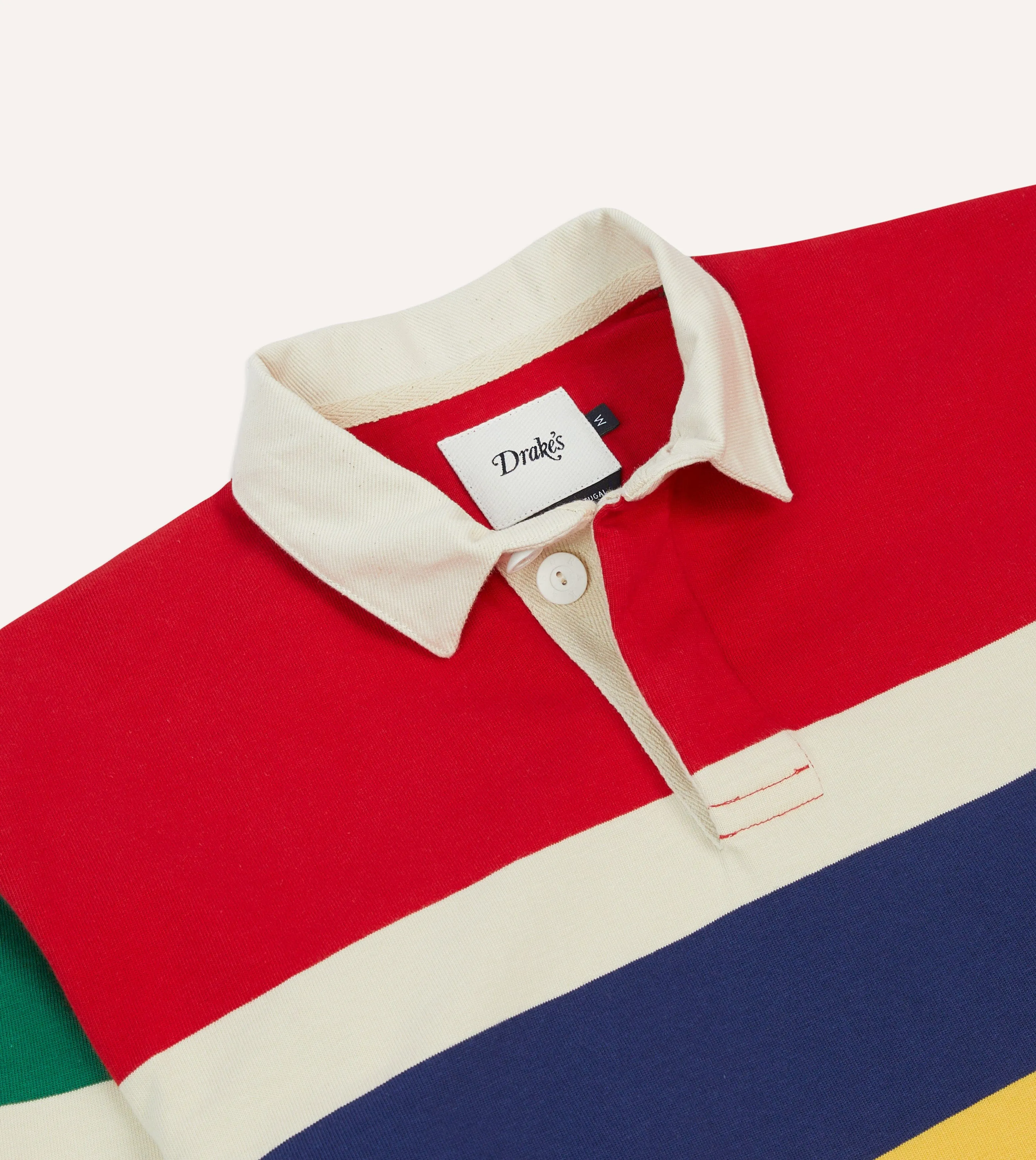 Red, Yellow and Navy Multi Stripe Cotton Rugby Shirt sold by Drake's London product image thumbnail 3