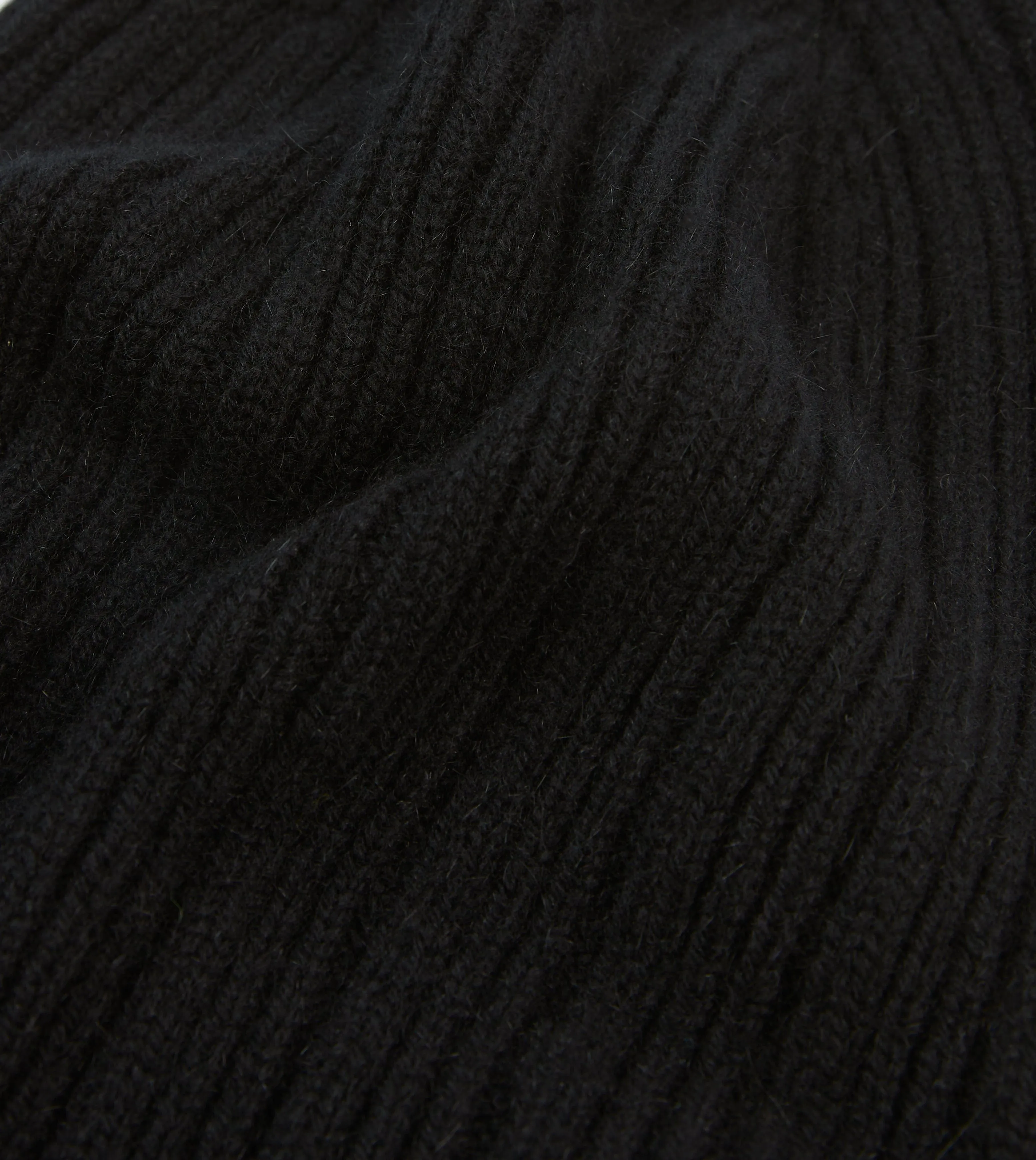 Drake's by A. Levine Black Angora Lambswool Ribbed Knit Cap sold by Drake's London product image thumbnail 2