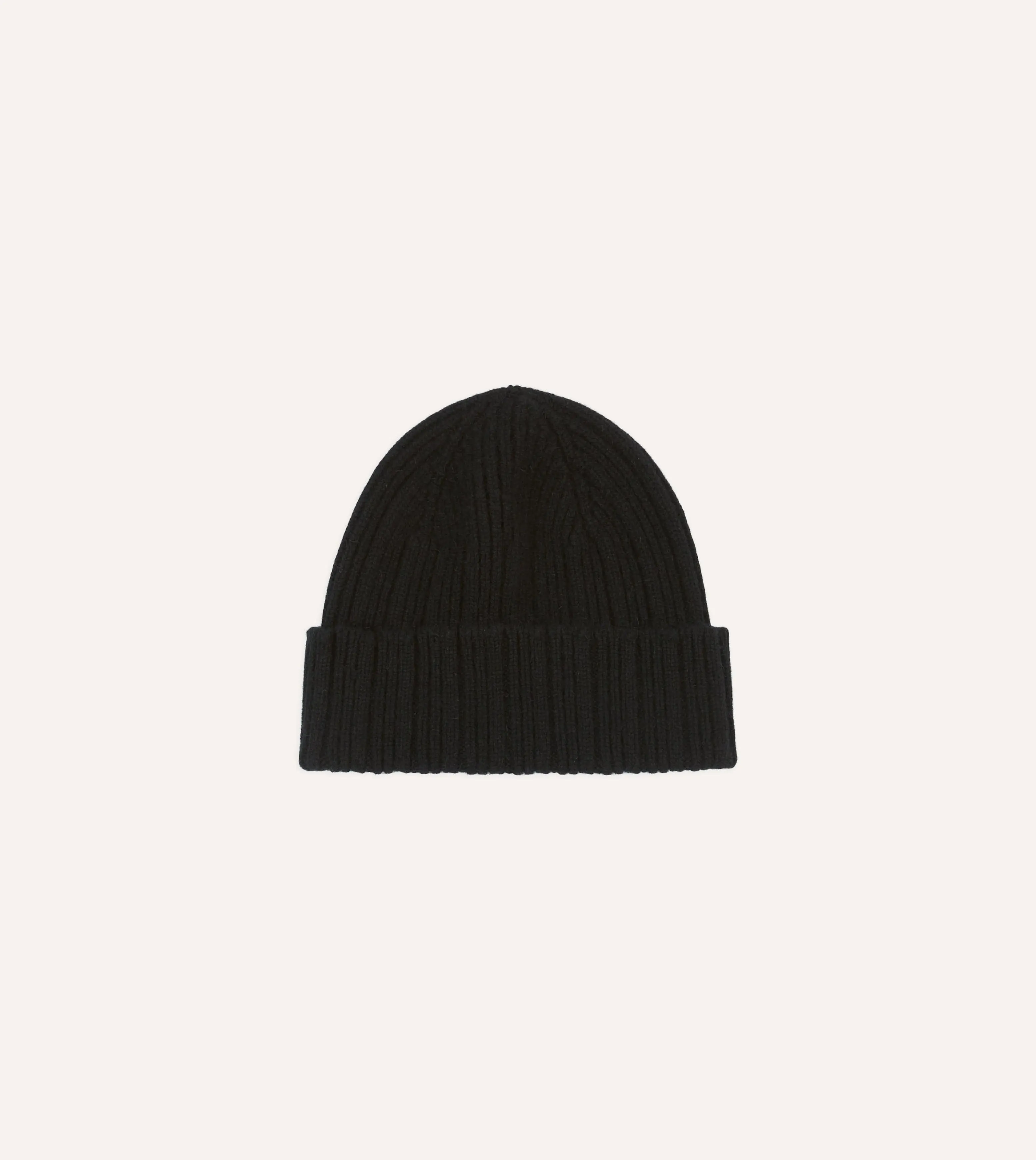 Drake's by A. Levine Black Angora Lambswool Ribbed Knit Cap sold by Drake's London