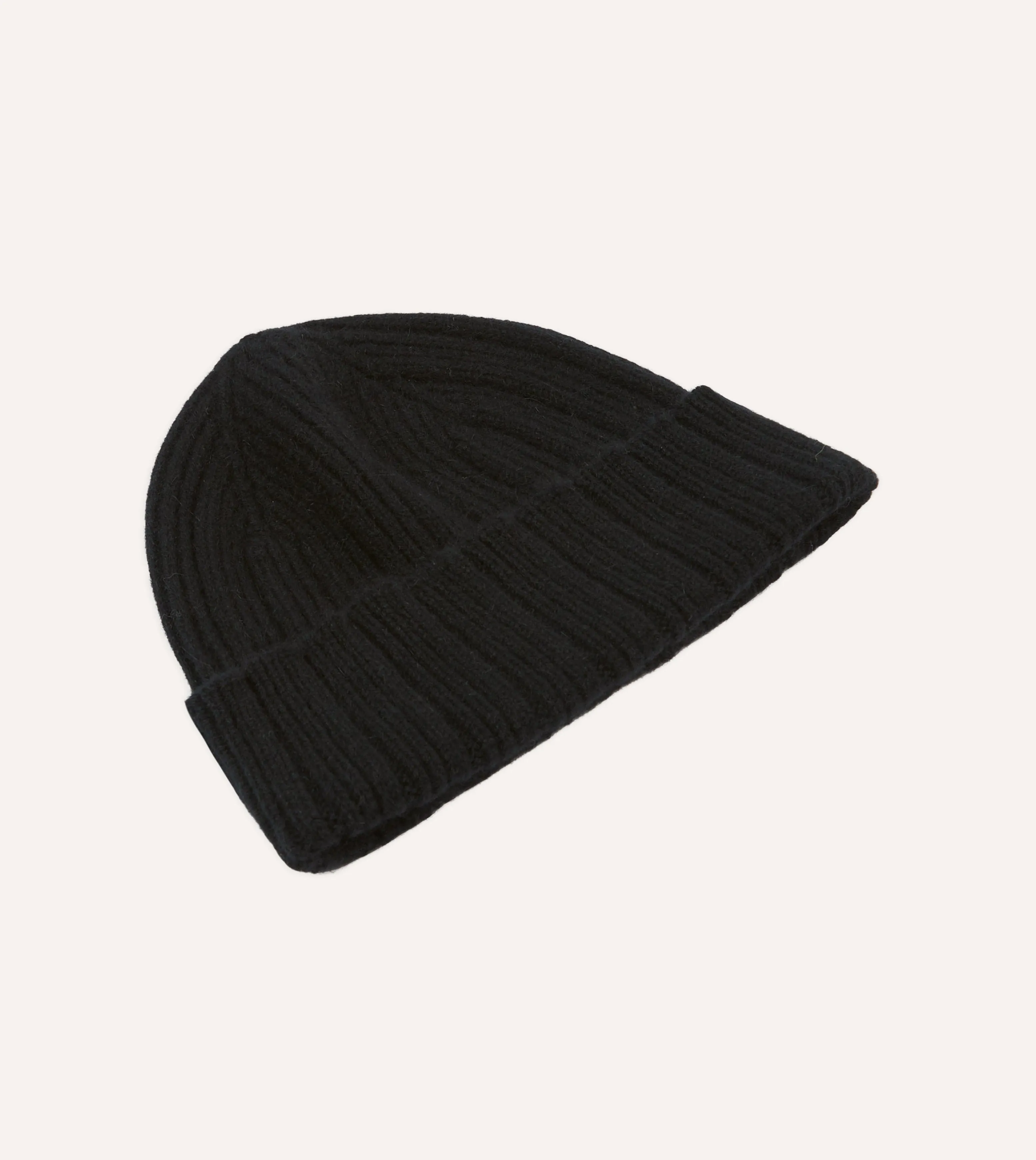 Drake's by A. Levine Black Angora Lambswool Ribbed Knit Cap sold by Drake's London product image thumbnail 4