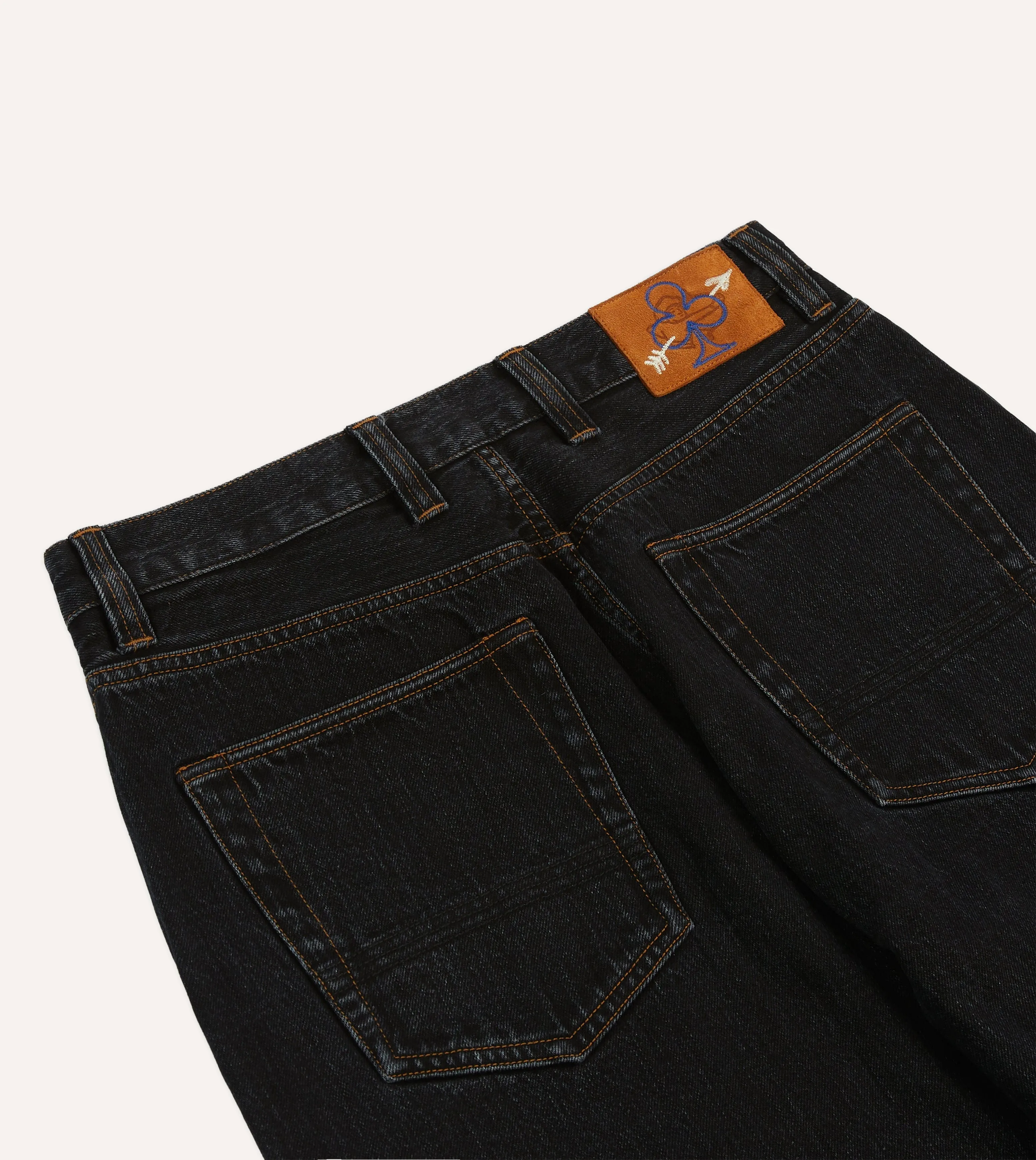 Drake's by A. Levine Black Stone Wash 12.3oz Selvedge Denim Five-Pocket Jeans sold by Drake's London product image thumbnail 5
