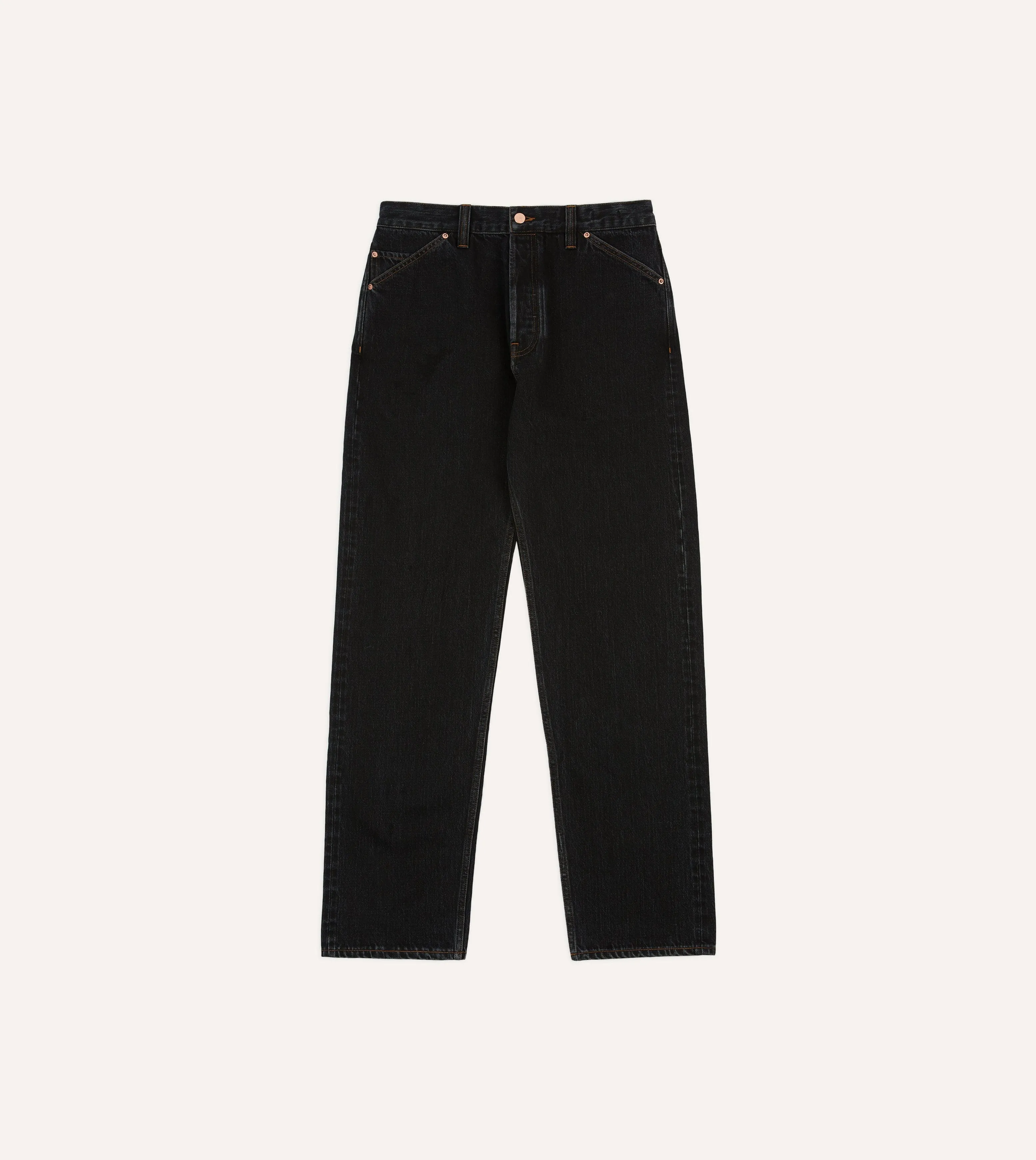 Drake's by A. Levine Black Stone Wash 12.3oz Selvedge Denim Five-Pocket Jeans sold by Drake's London product image thumbnail 3