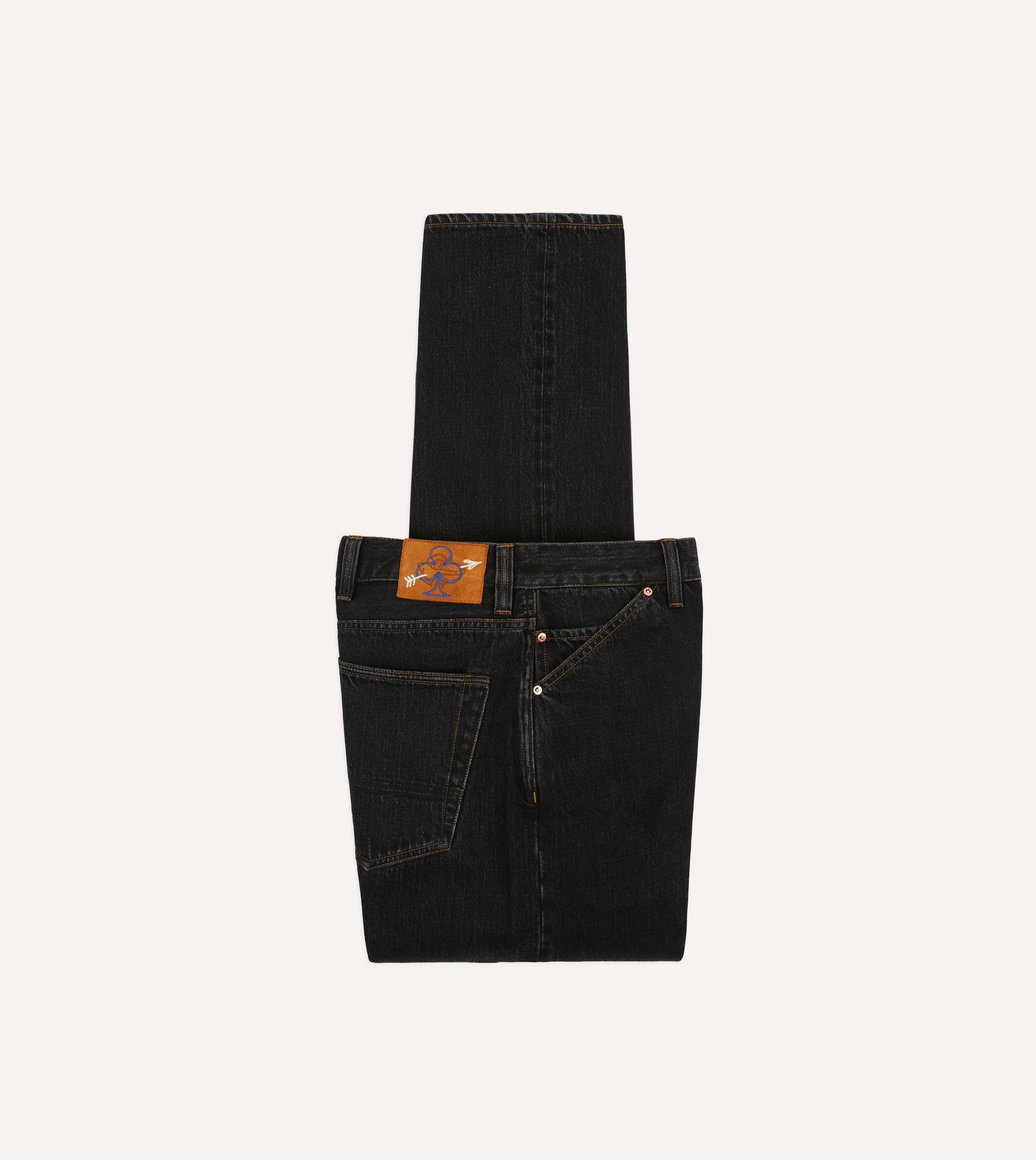 Drake's by A. Levine Black Stone Wash 12.3oz Selvedge Denim Five-Pocket Jeans sold by Drake's London