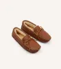 Minnetonka Brown Sheepskin Lined Moose Slipper sold by Drake's London