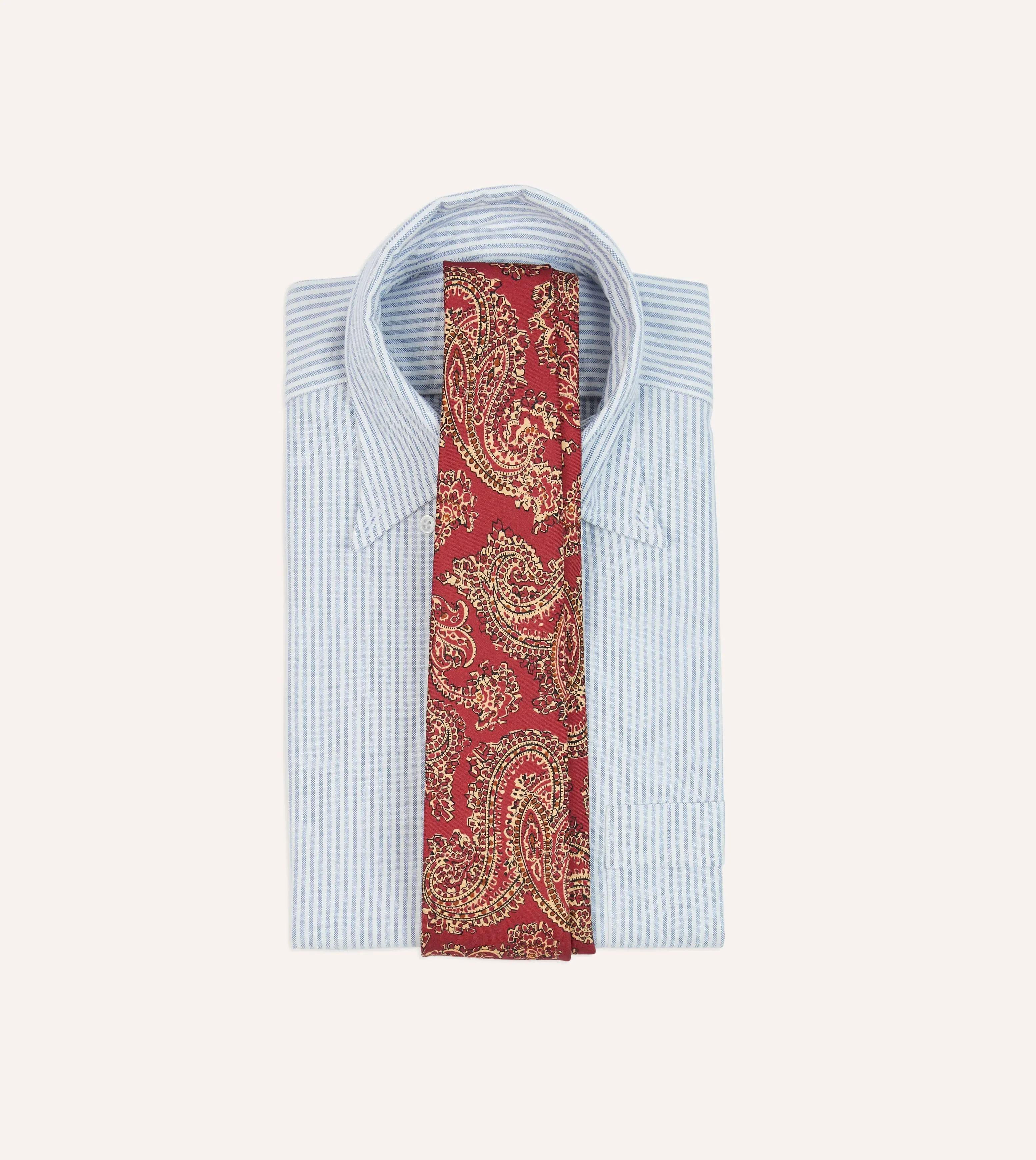 Red Paisley Print Silk Self Tipped Tie sold by Drake's London product image thumbnail 2