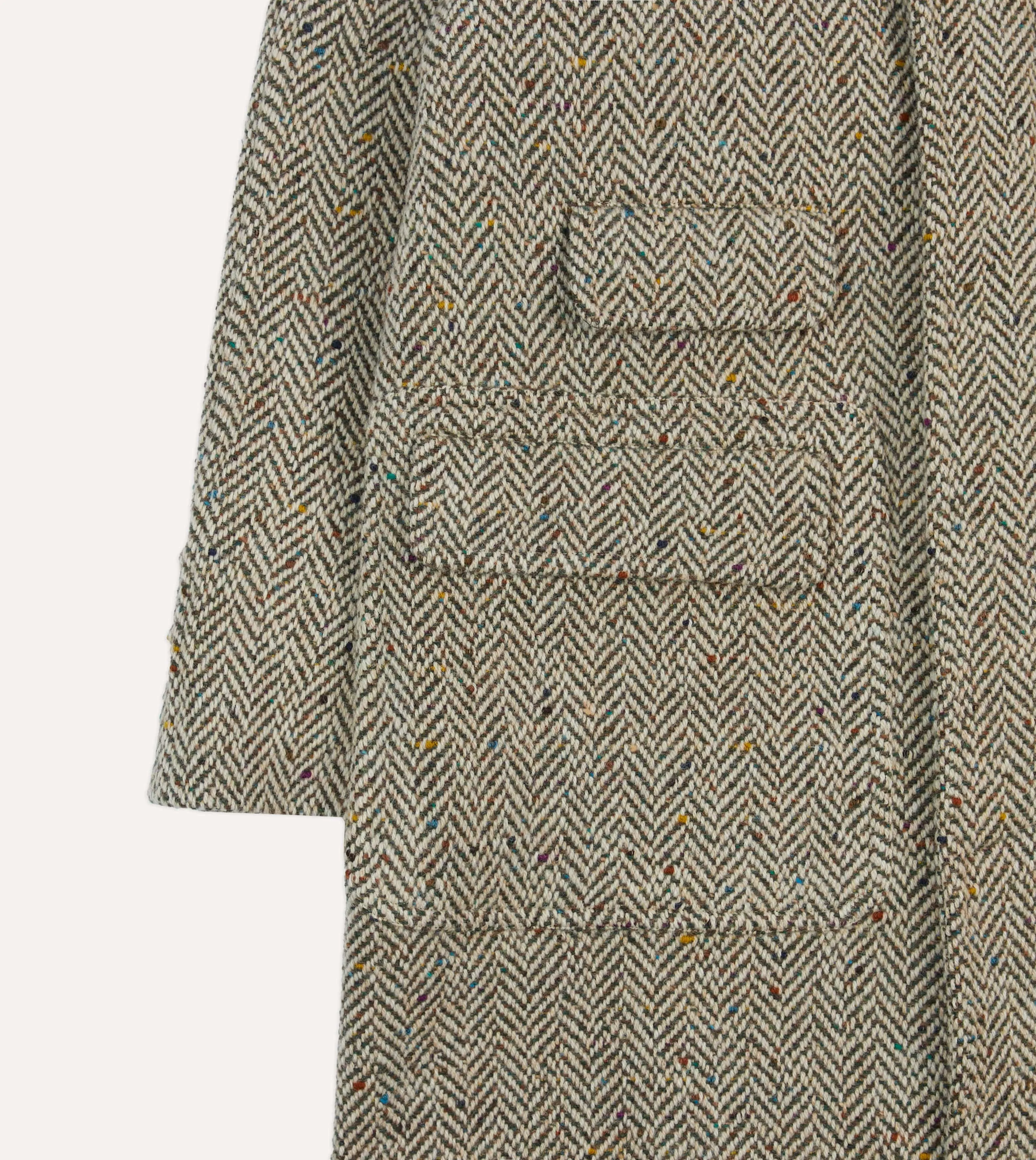 Taupe Herringbone Flecked Wool Raglan Coat sold by Drake's London product image thumbnail 5