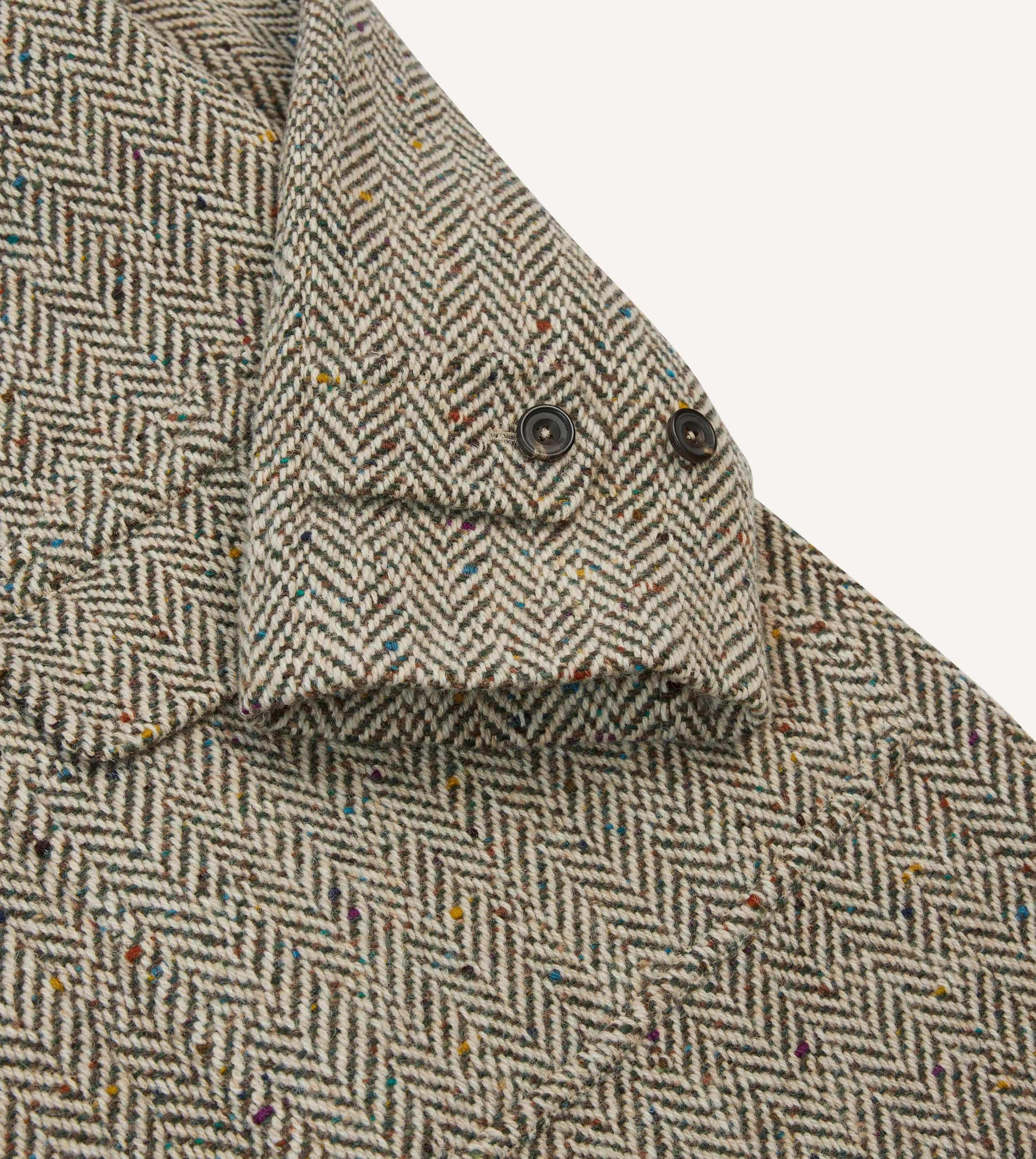 Taupe Herringbone Flecked Wool Raglan Coat sold by Drake's London product image thumbnail 4
