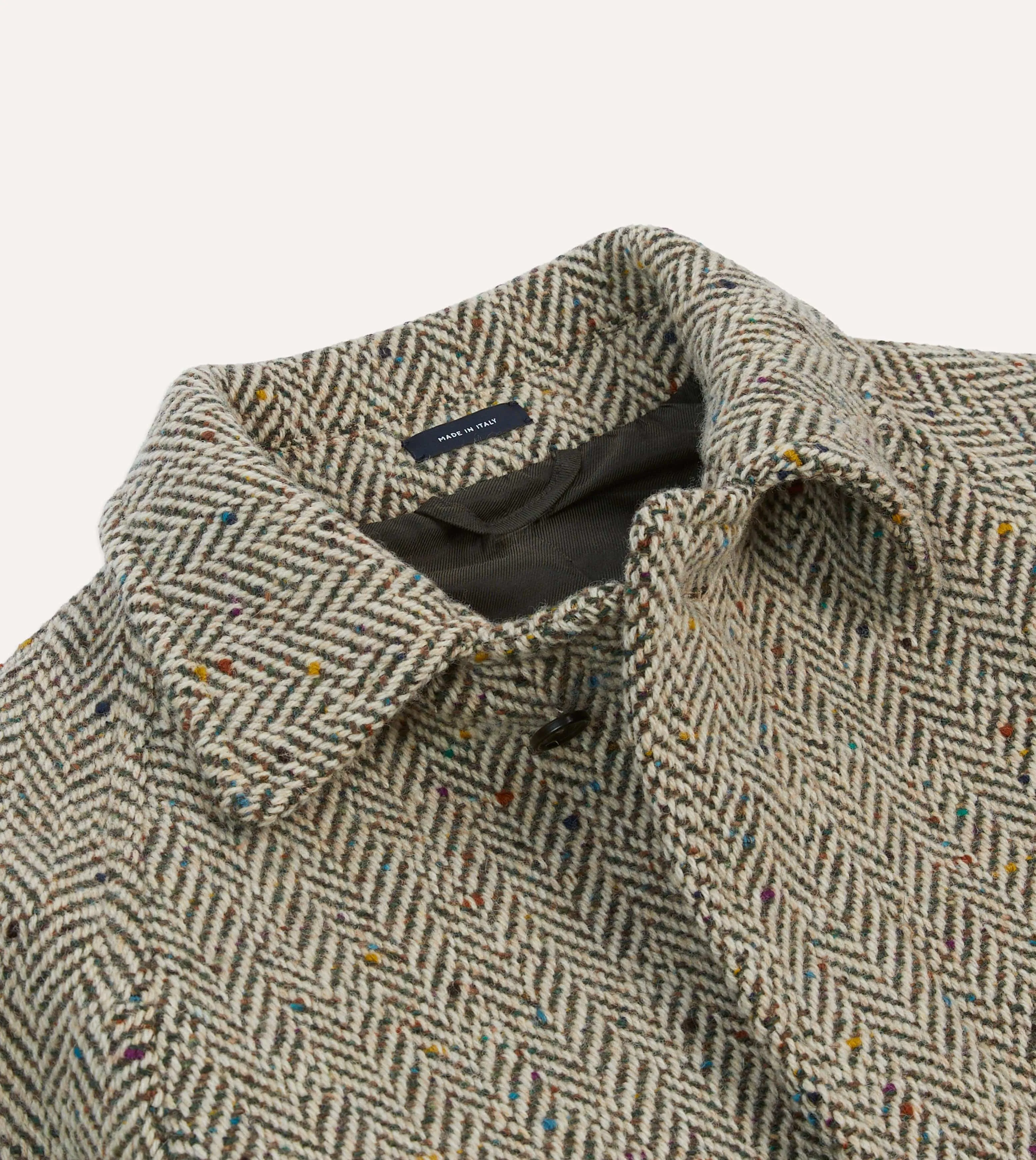 Taupe Herringbone Flecked Wool Raglan Coat sold by Drake's London product image thumbnail 3