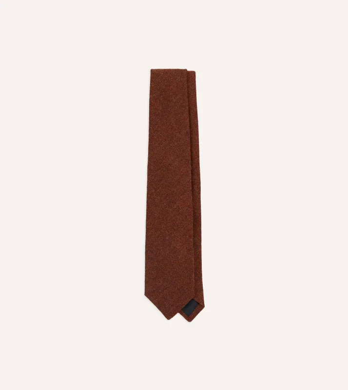Orange Shetland Wool Tipped Tie sold by Drake's London