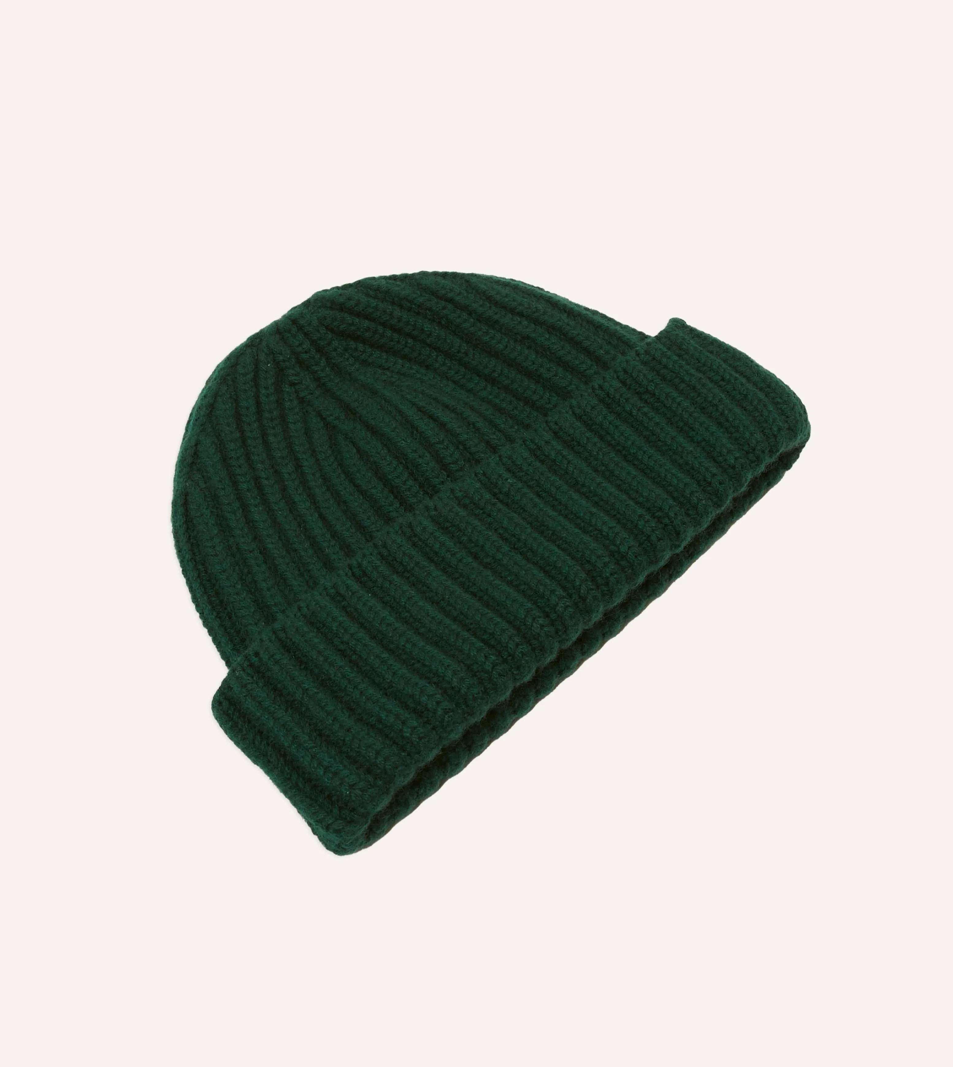 Forest Green Cashmere Ribbed Knit Cap sold by Drake's London product image thumbnail 4