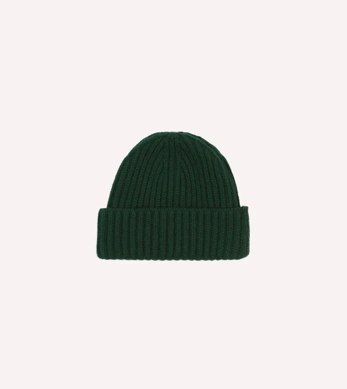Forest Green Cashmere Ribbed Knit Cap sold by Drake's London