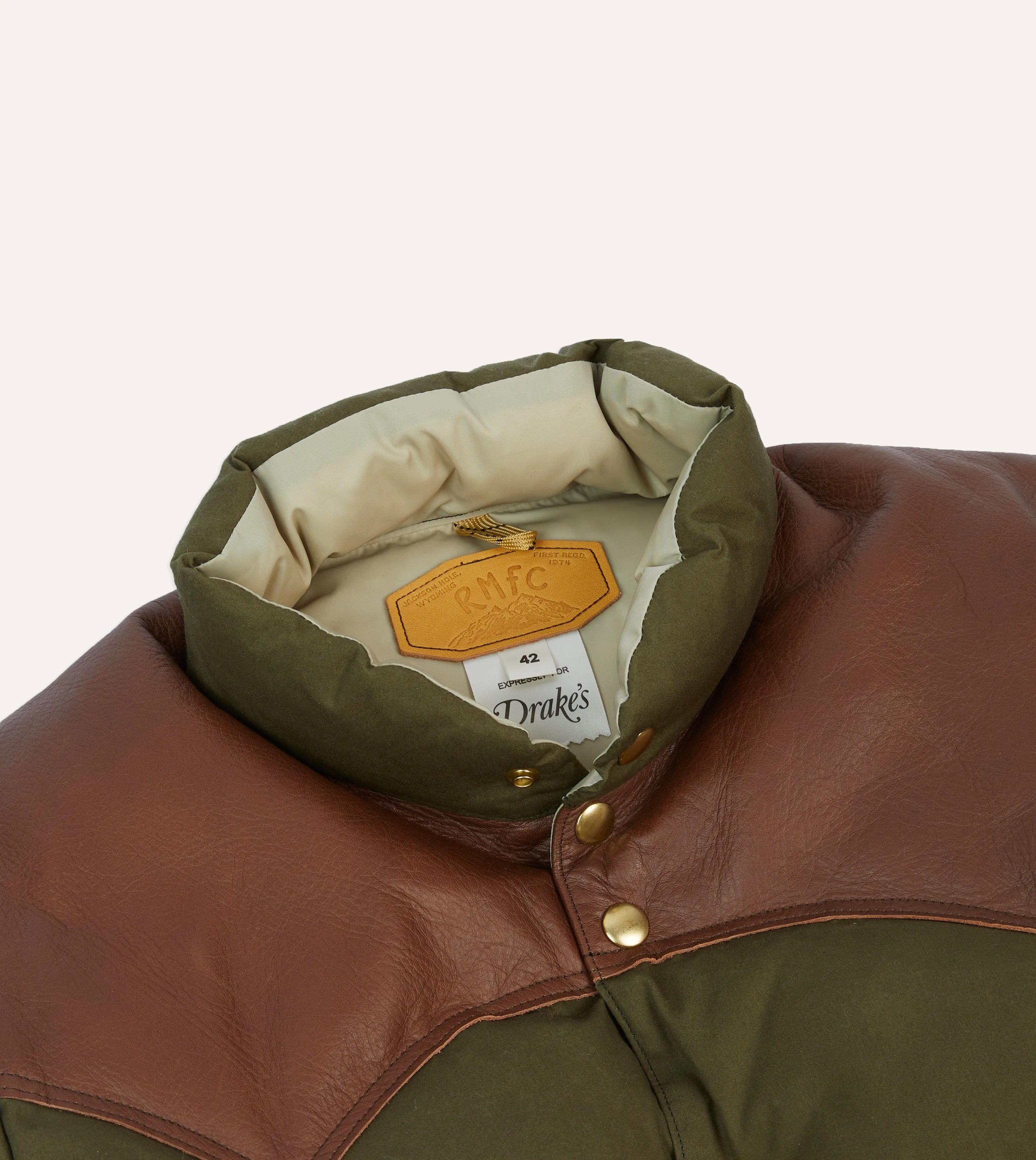Rocky Mountain Featherbed for Drake's Olive Waxed Cotton Christy Down Jacket sold by Drake's London product image thumbnail 3