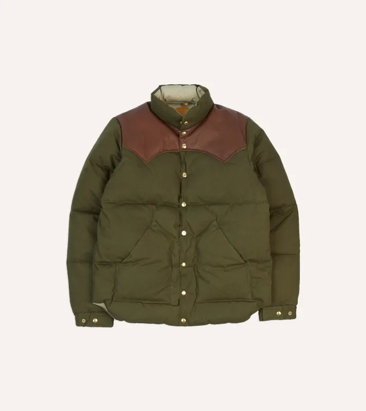 Rocky Mountain Featherbed for Drake's Olive Waxed Cotton Christy Down Jacket sold by Drake's London