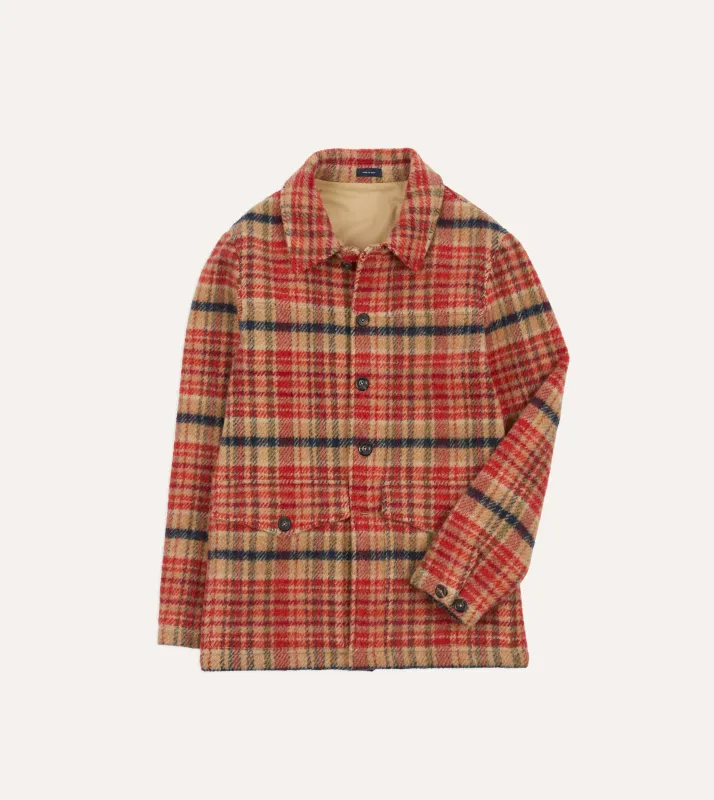 Red Check Wool Donkey Jacket sold by Drake's London