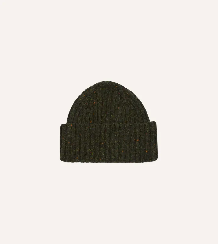 Olive Donegal Ribbed Merino Knit Cap sold by Drake's London