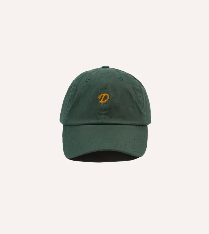 Green Chainstitch 'D' Waxed Herringbone Cotton Baseball Cap sold by Drake's London