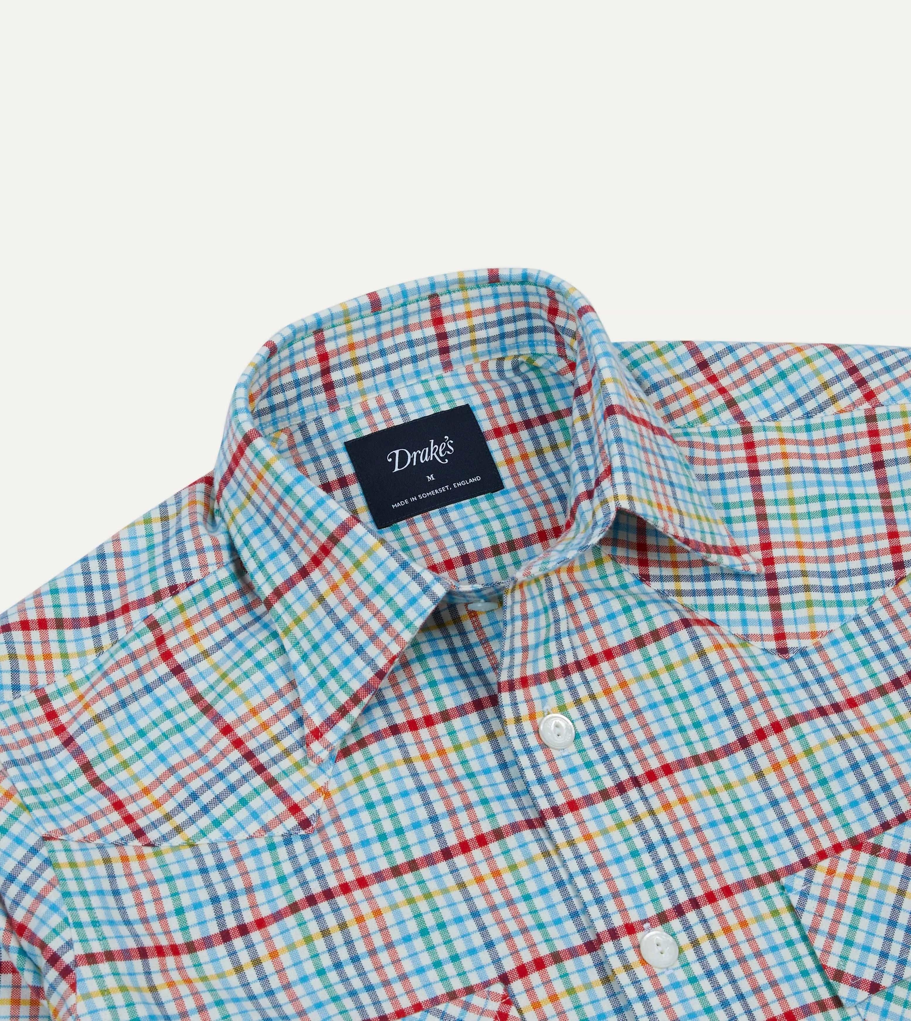 Blue Brushed Tablecloth Cotton Two-Pocket Western Shirt sold by Drake's London product image thumbnail 3