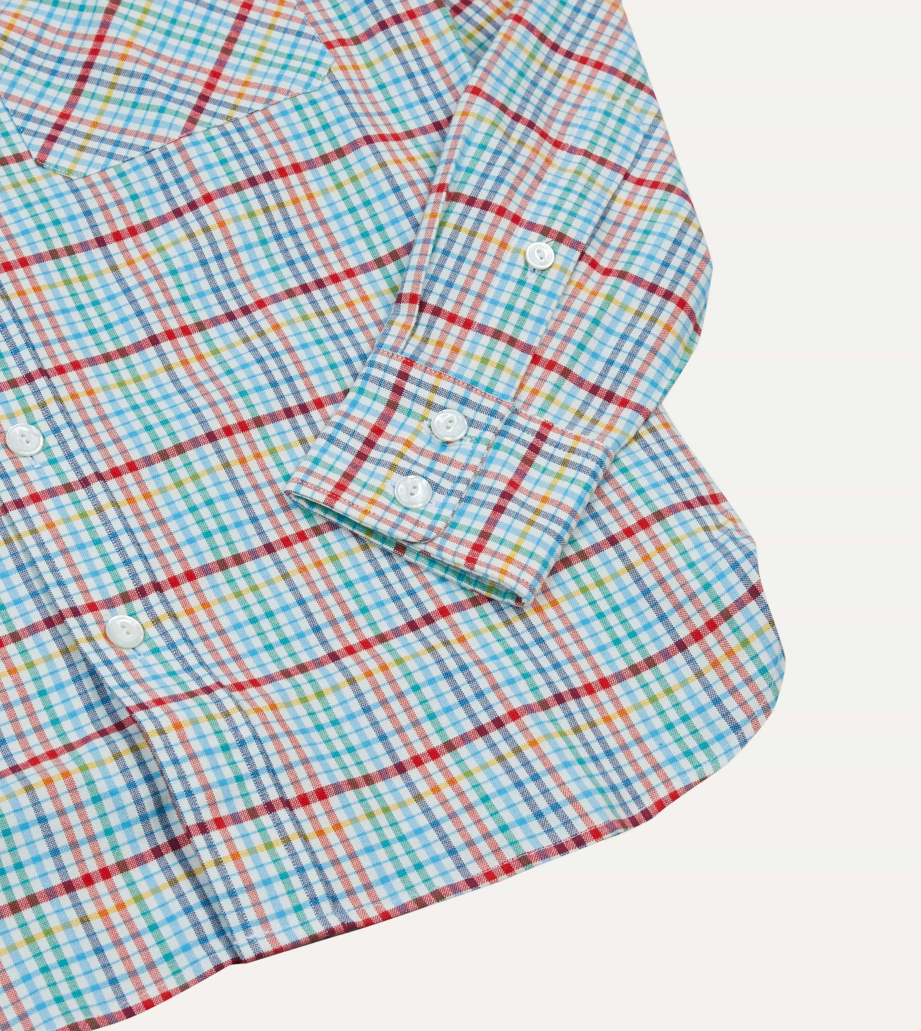 Blue Brushed Tablecloth Cotton Two-Pocket Western Shirt sold by Drake's London product image thumbnail 5