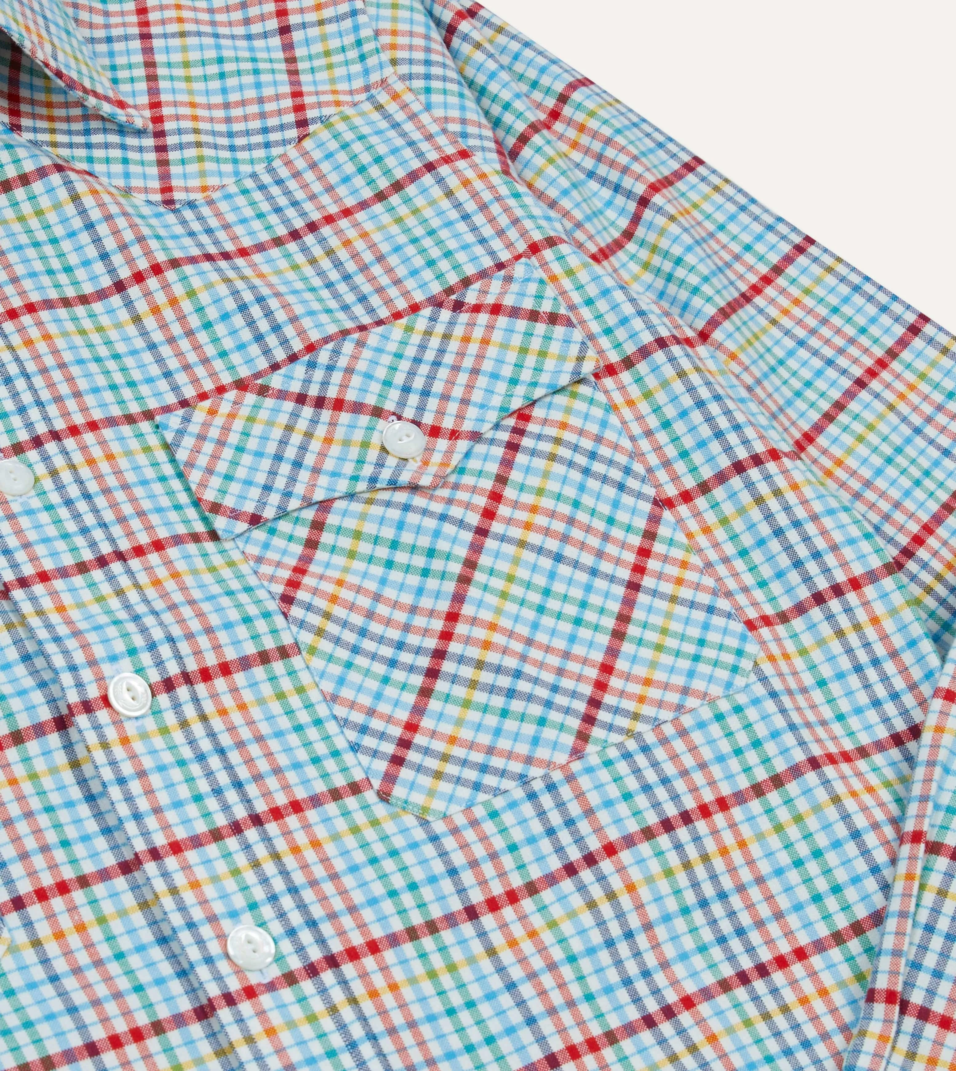 Blue Brushed Tablecloth Cotton Two-Pocket Western Shirt sold by Drake's London product image thumbnail 4