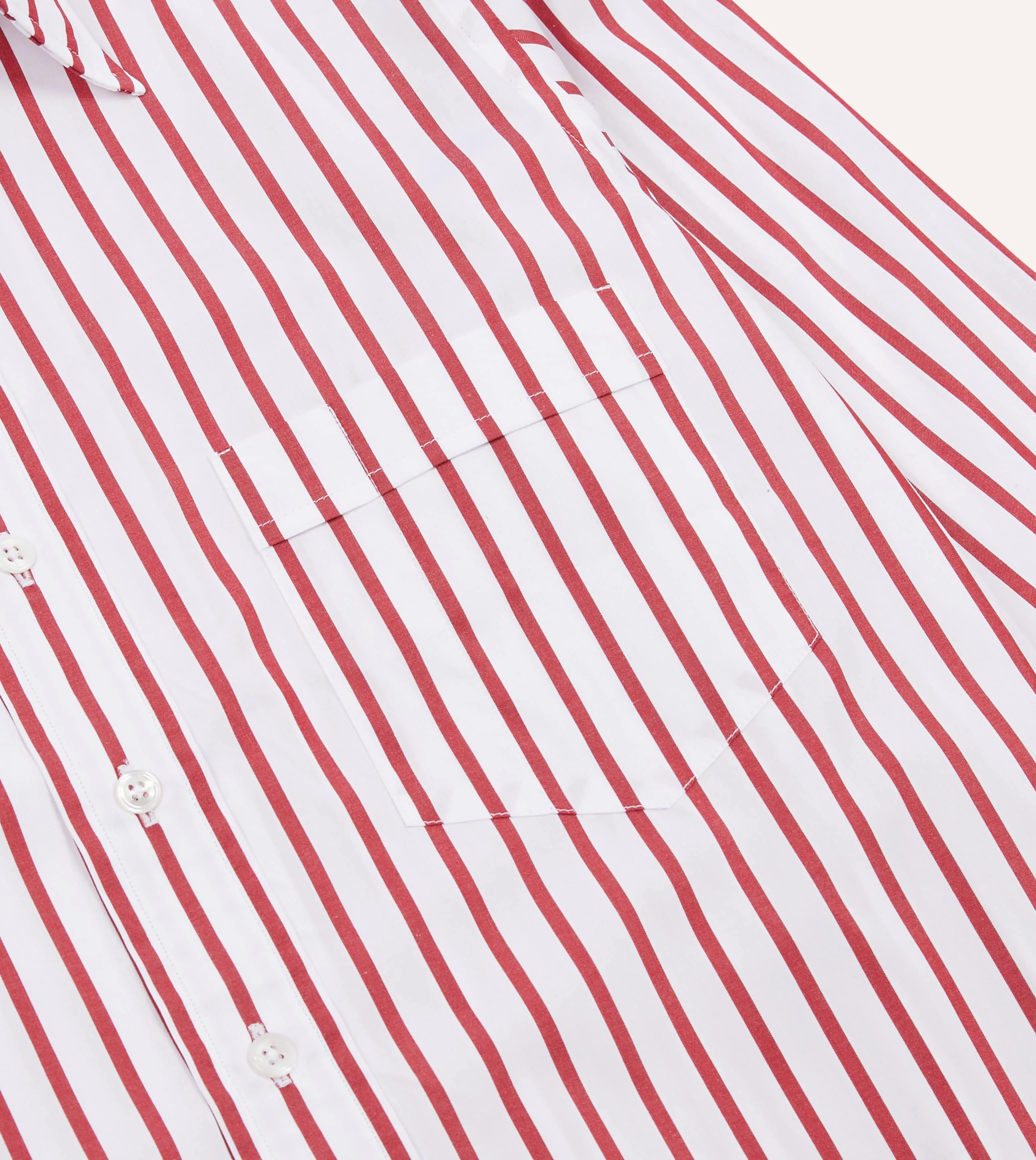 Red and White Stripe Cotton Poplin Long Point Collar Shirt sold by Drake's London product image thumbnail 4