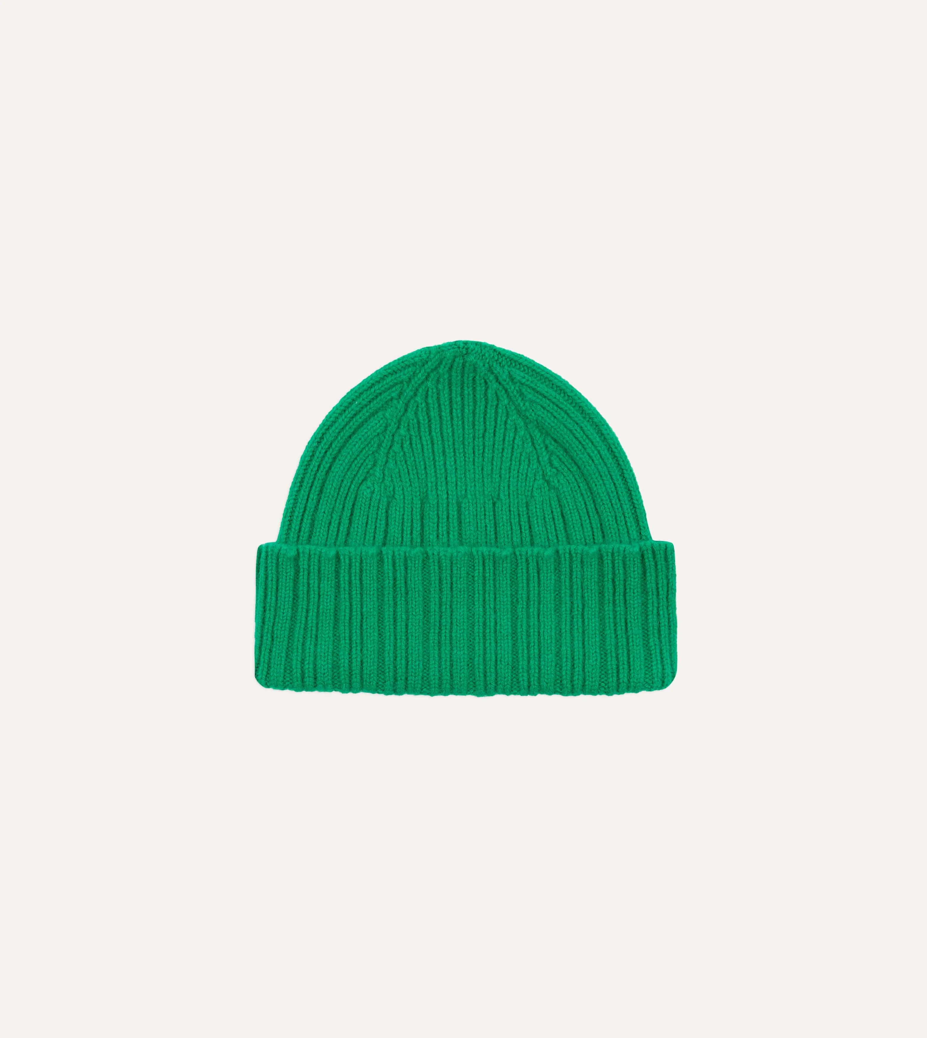 Green Angora Lambswool Ribbed Knit Cap sold by Drake's London