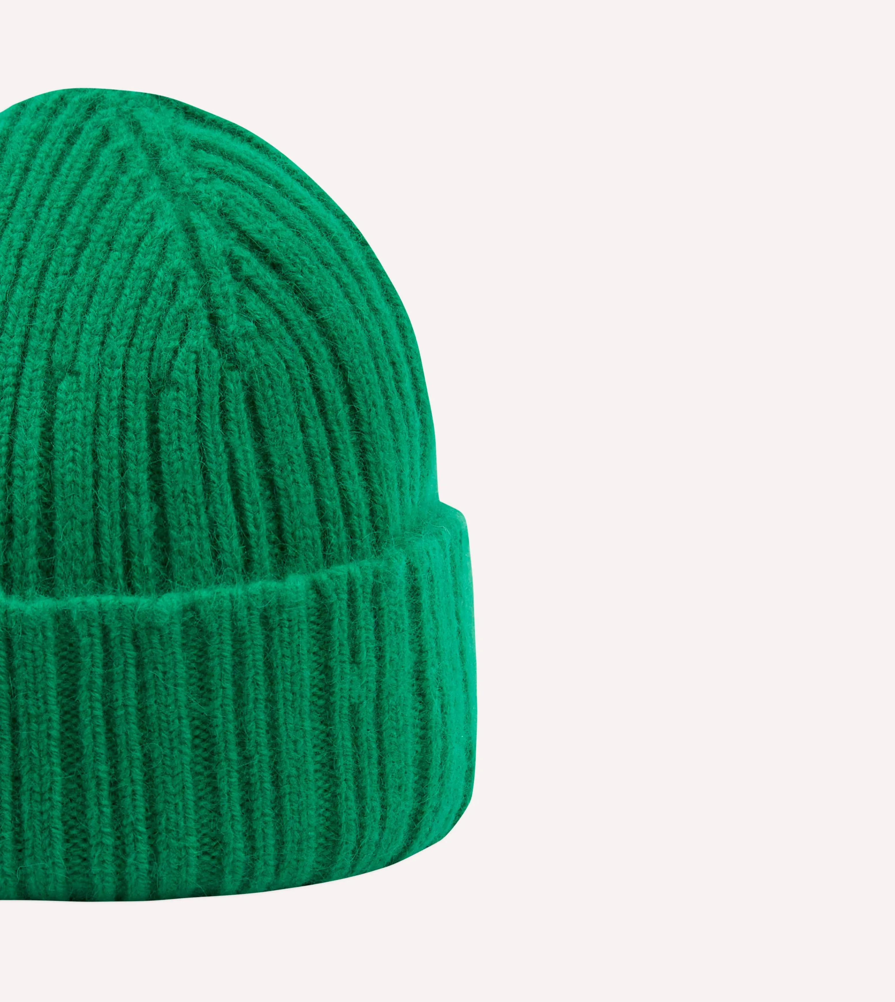 Green Angora Lambswool Ribbed Knit Cap sold by Drake's London product image thumbnail 3