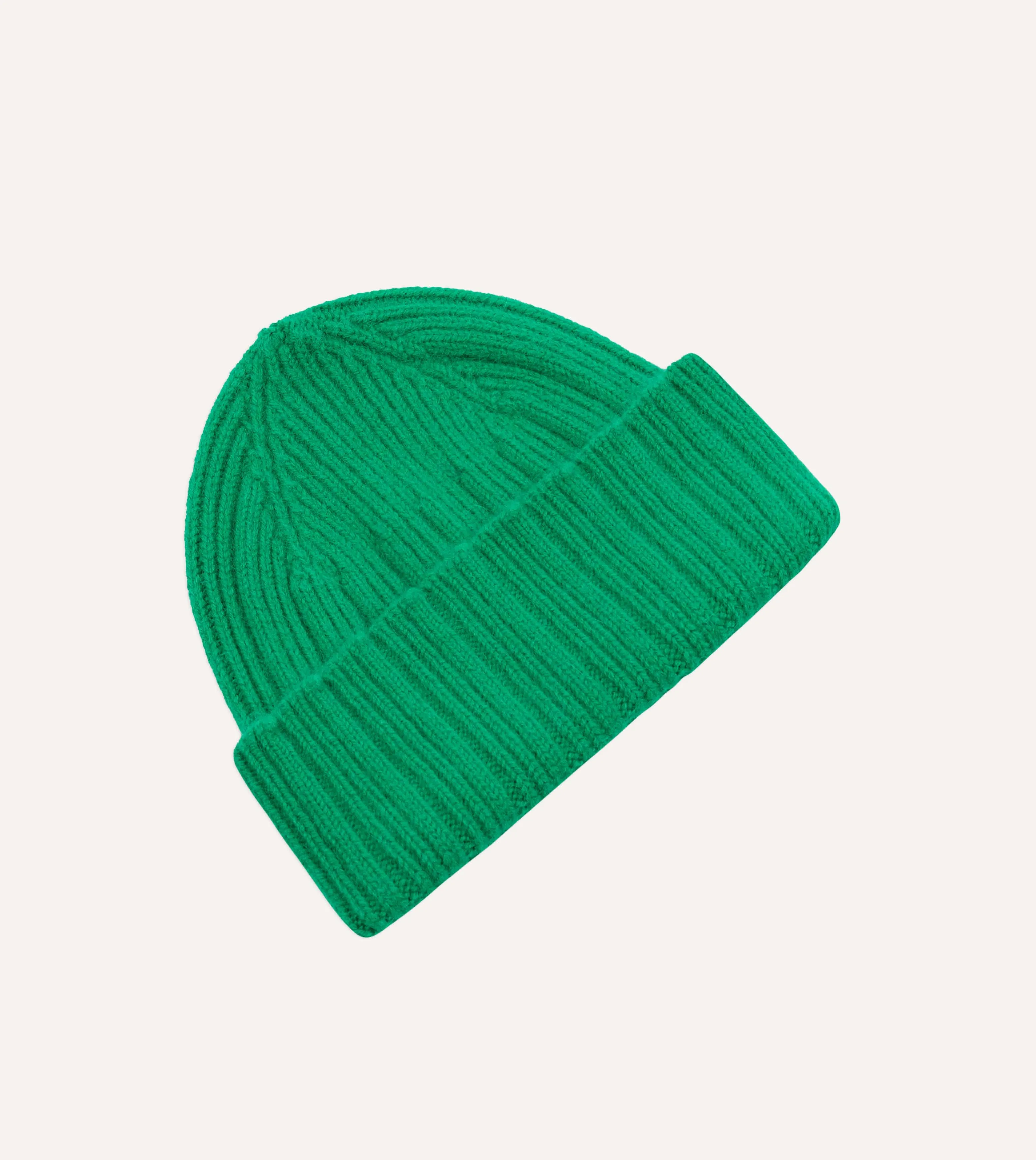 Green Angora Lambswool Ribbed Knit Cap sold by Drake's London product image thumbnail 4