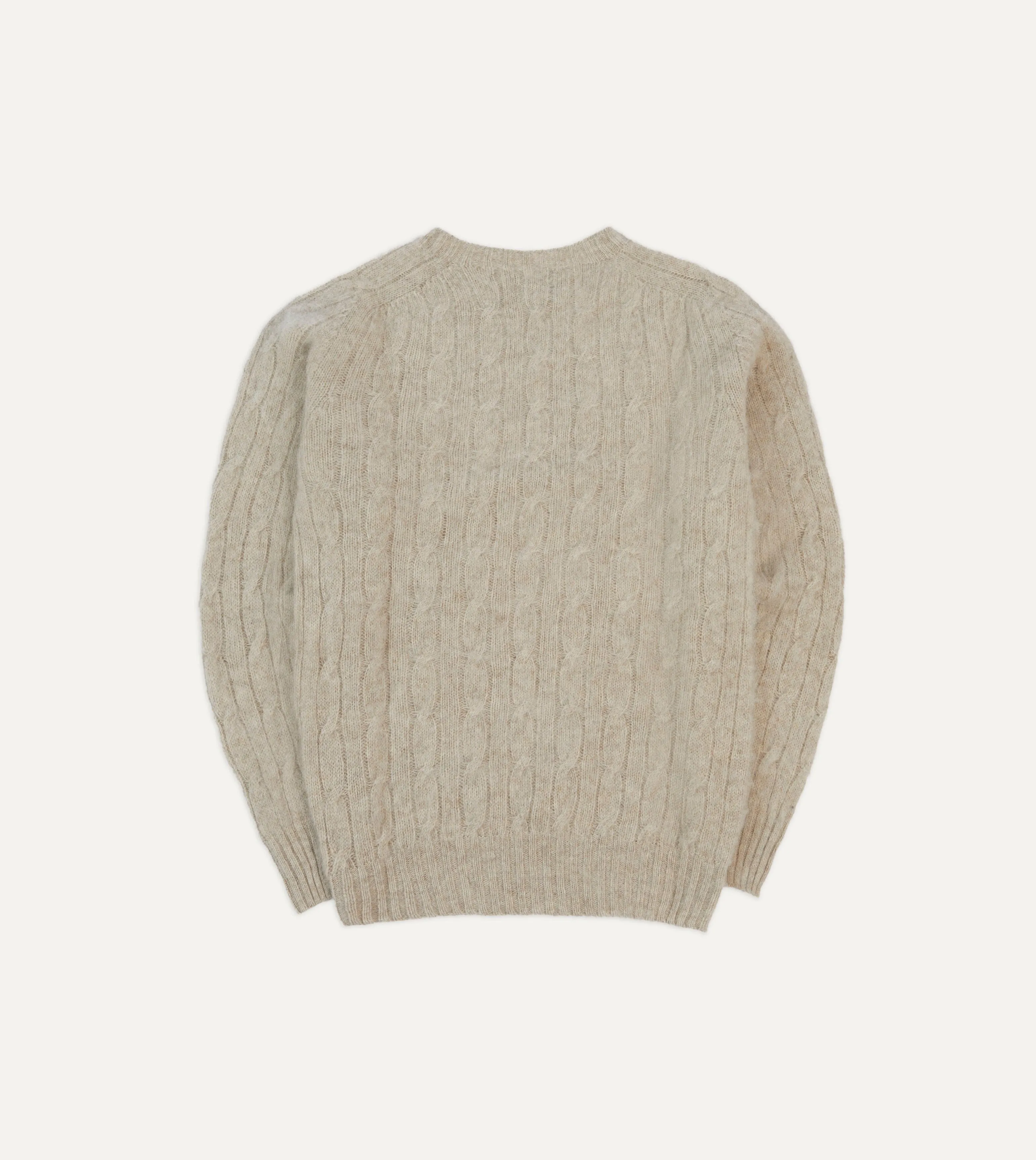 Putty Brushed Cable Knit Shetland Crew Neck Jumper sold by Drake's London product image thumbnail 5