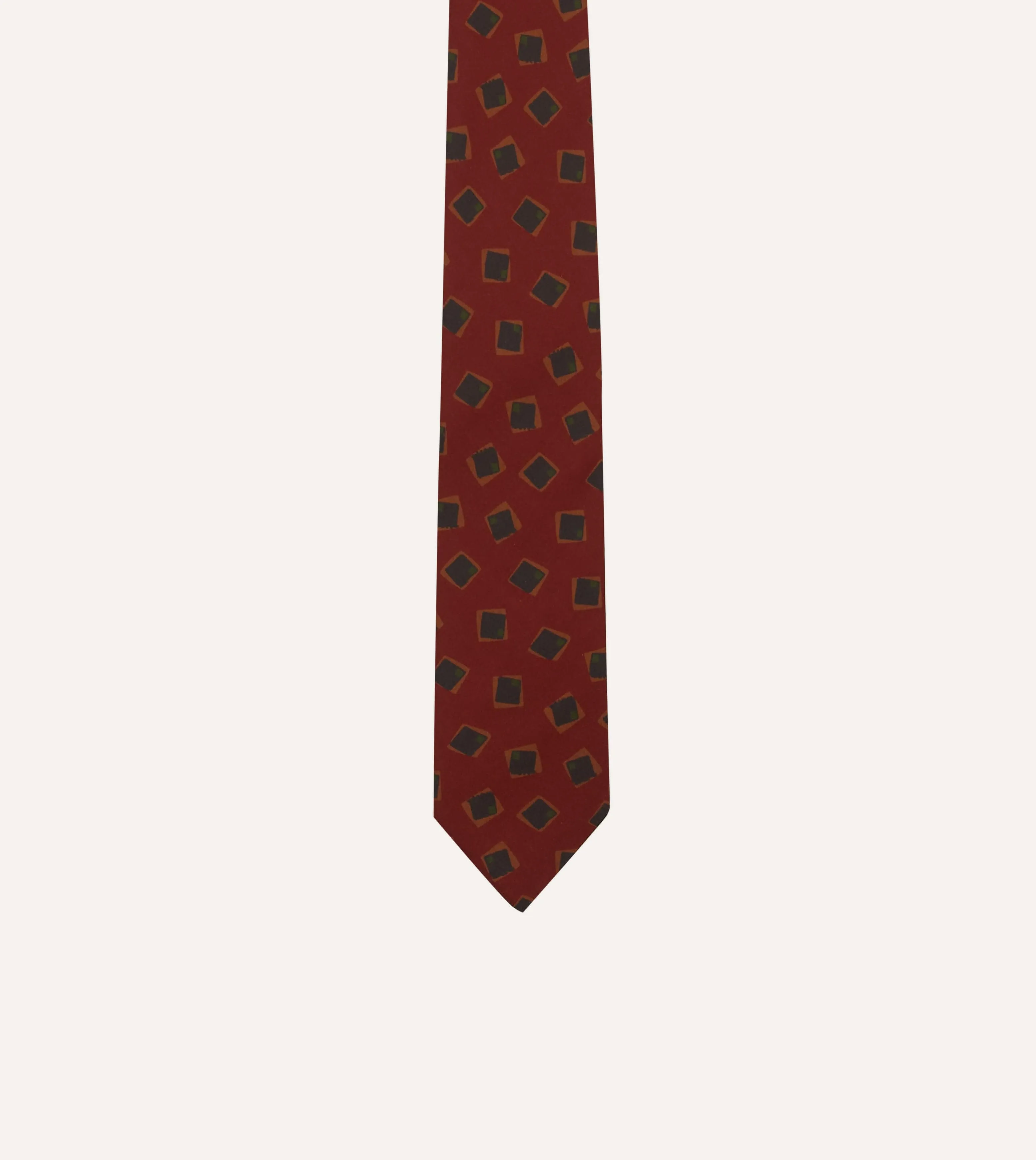 Brown Jumbled Tile Print Silk Self Tipped Tie sold by Drake's London product image thumbnail 3