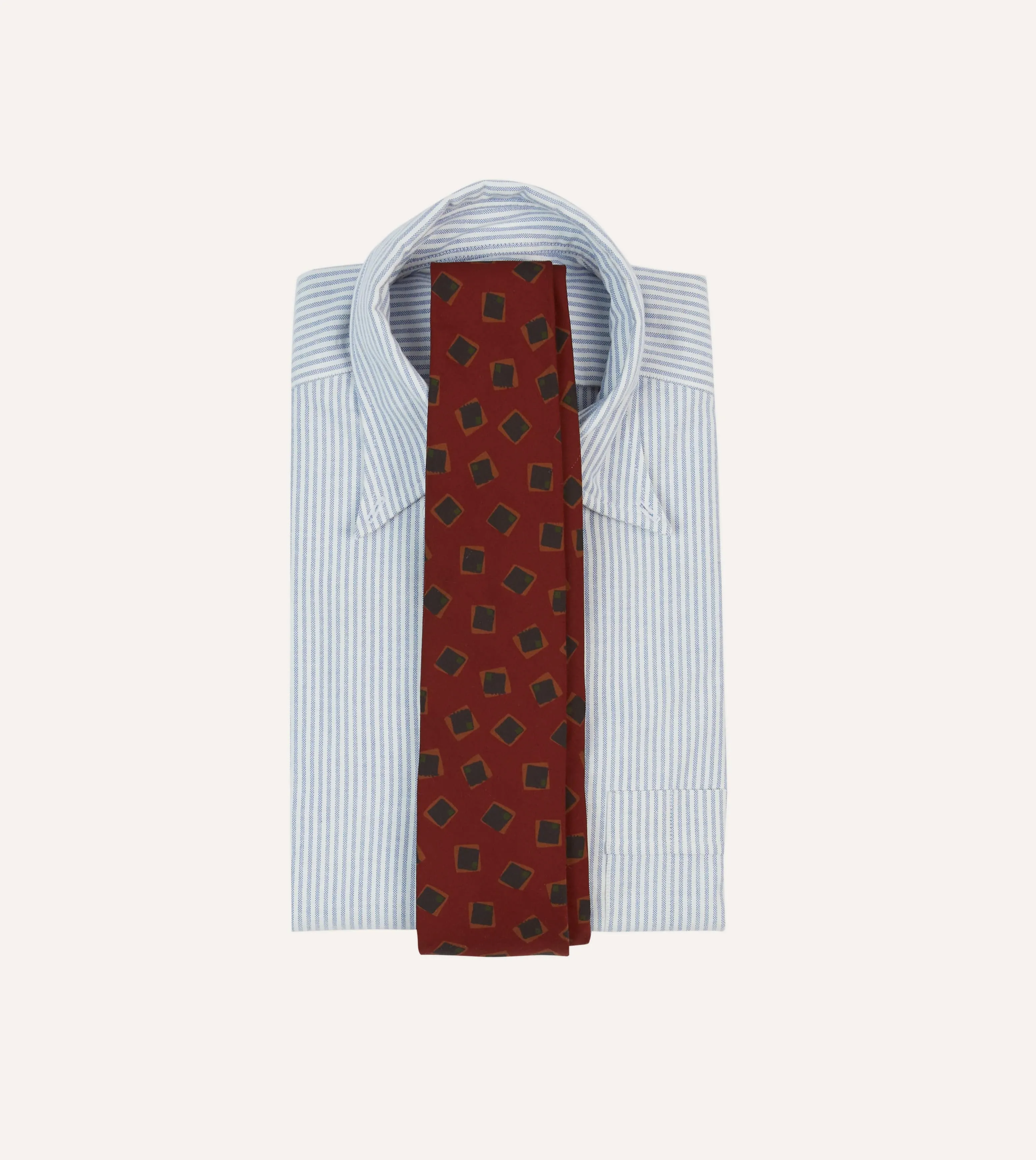 Brown Jumbled Tile Print Silk Self Tipped Tie sold by Drake's London product image thumbnail 2