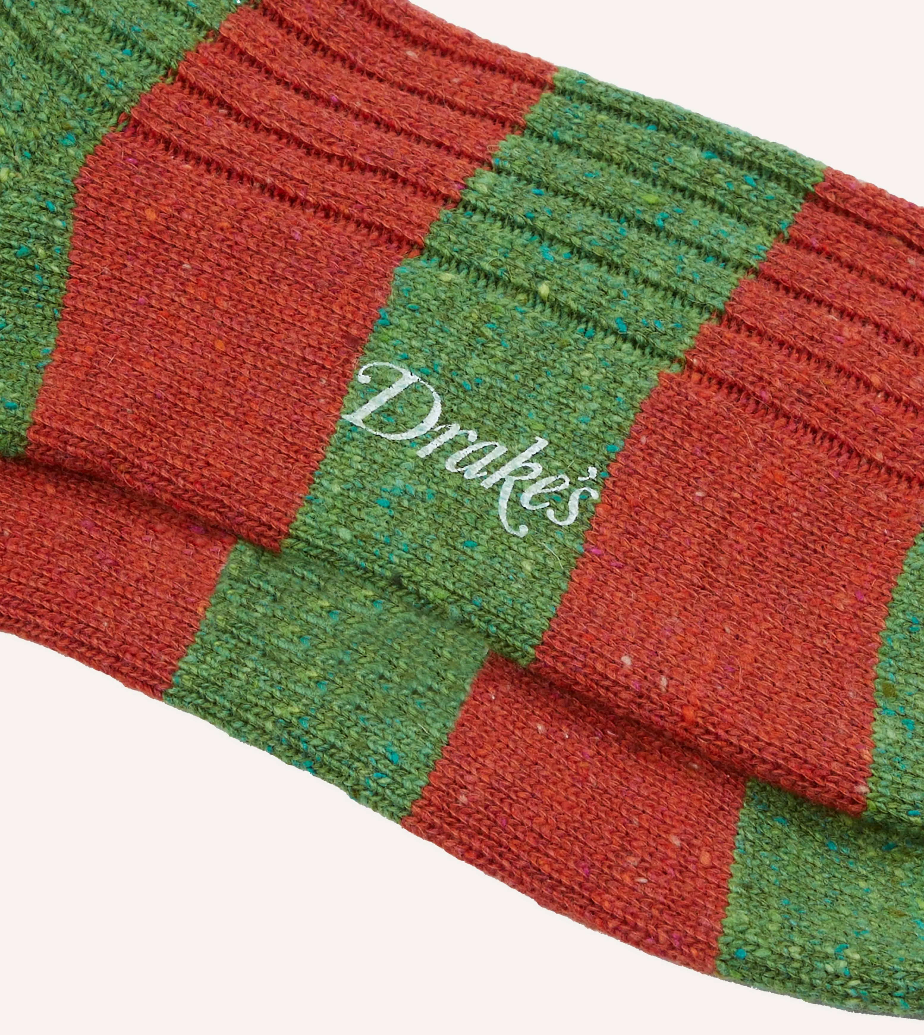 Red and Green Striped Donegal Wool Socks sold by Drake's London product image thumbnail 2