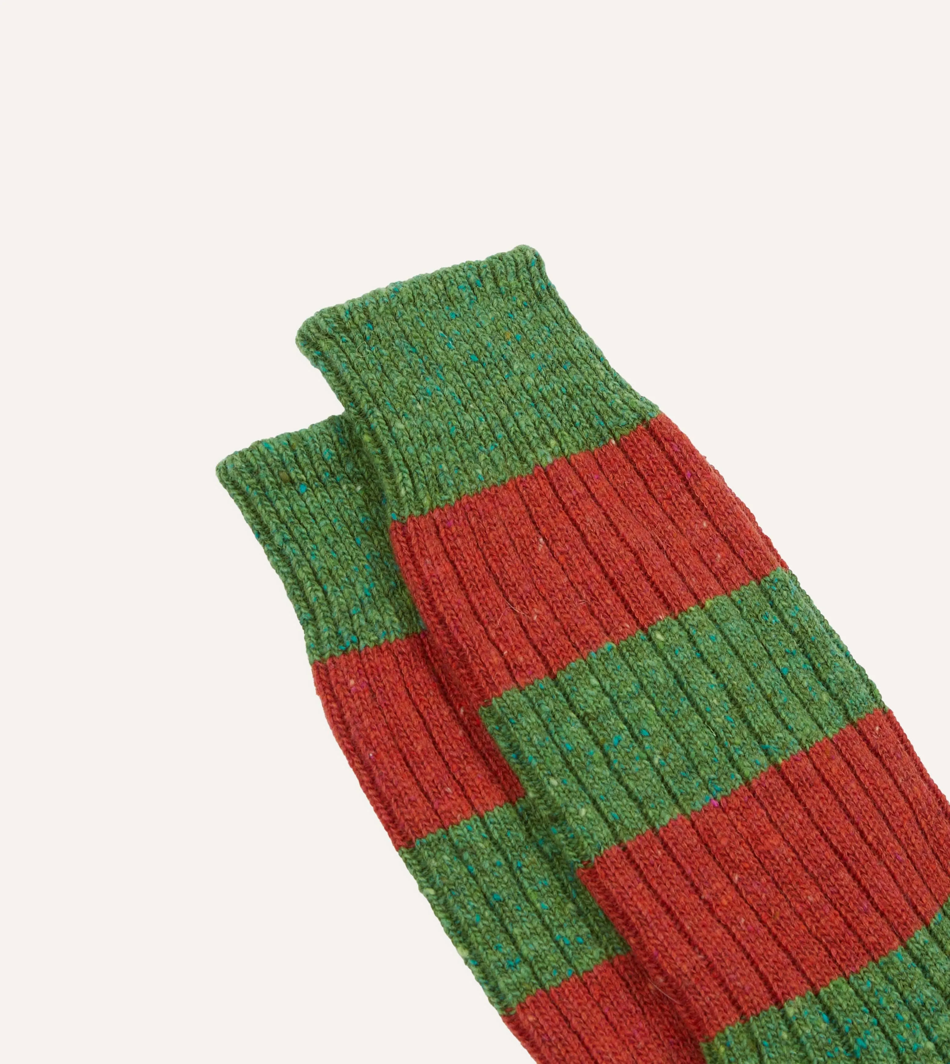 Red and Green Striped Donegal Wool Socks sold by Drake's London product image thumbnail 3
