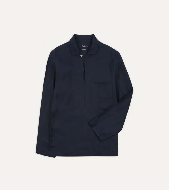 Navy Irish Linen Smock sold by Drake's London