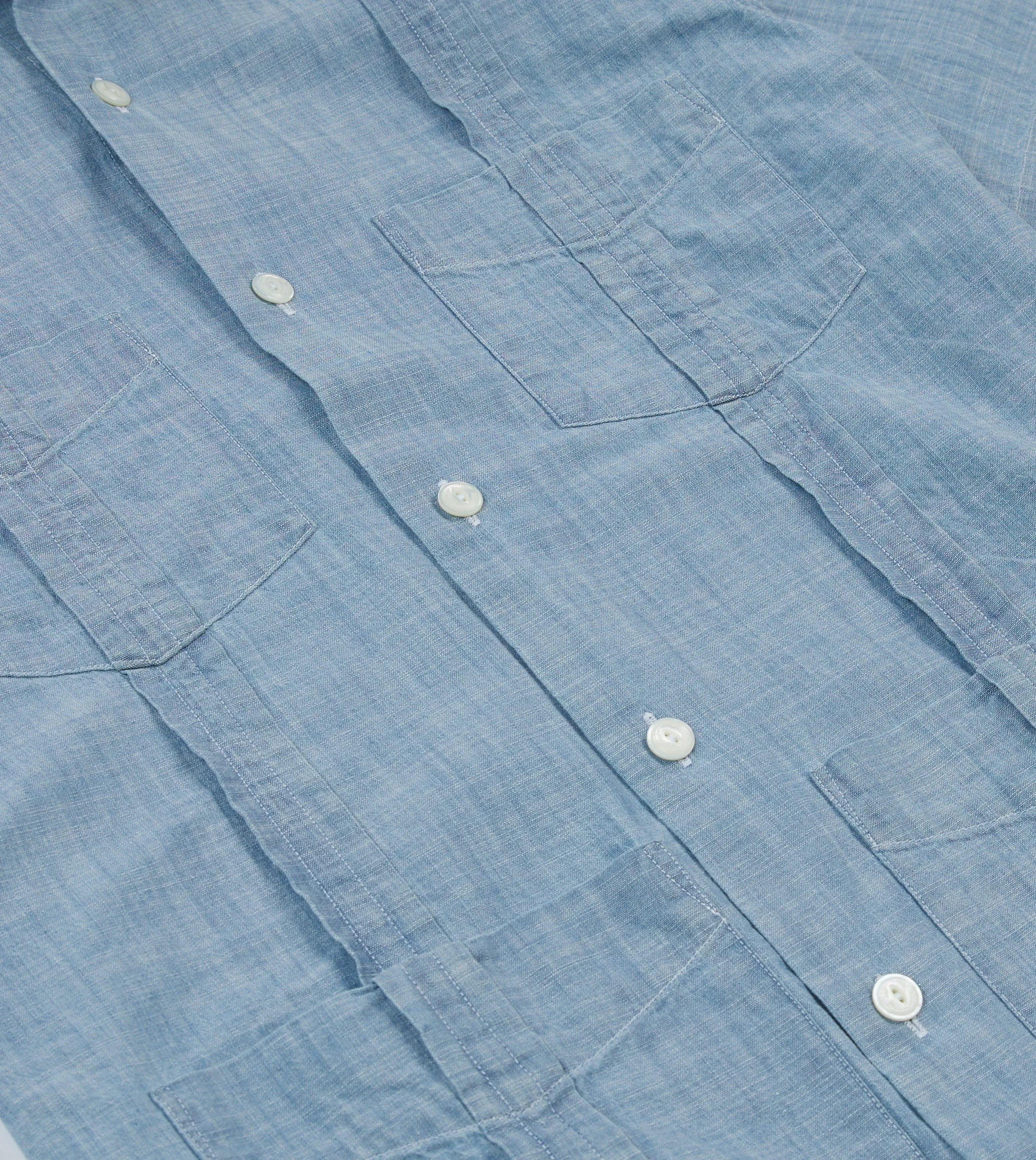Blue Chambray Short Sleeve Cuban Shirt sold by Drake's London product image thumbnail 5
