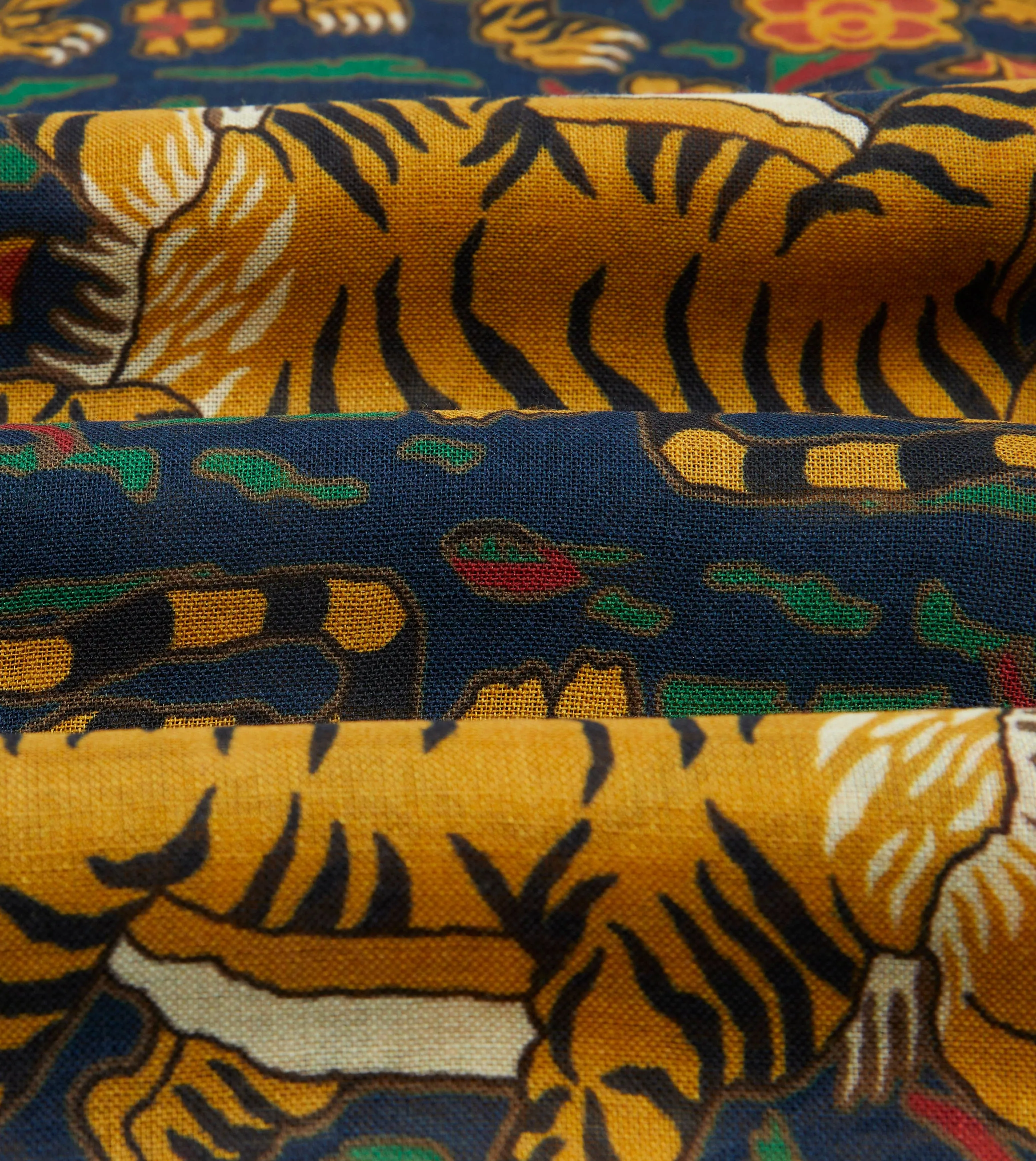 Navy Jumbo Tiger Print Wool-Silk Scarf sold by Drake's London product image thumbnail 2