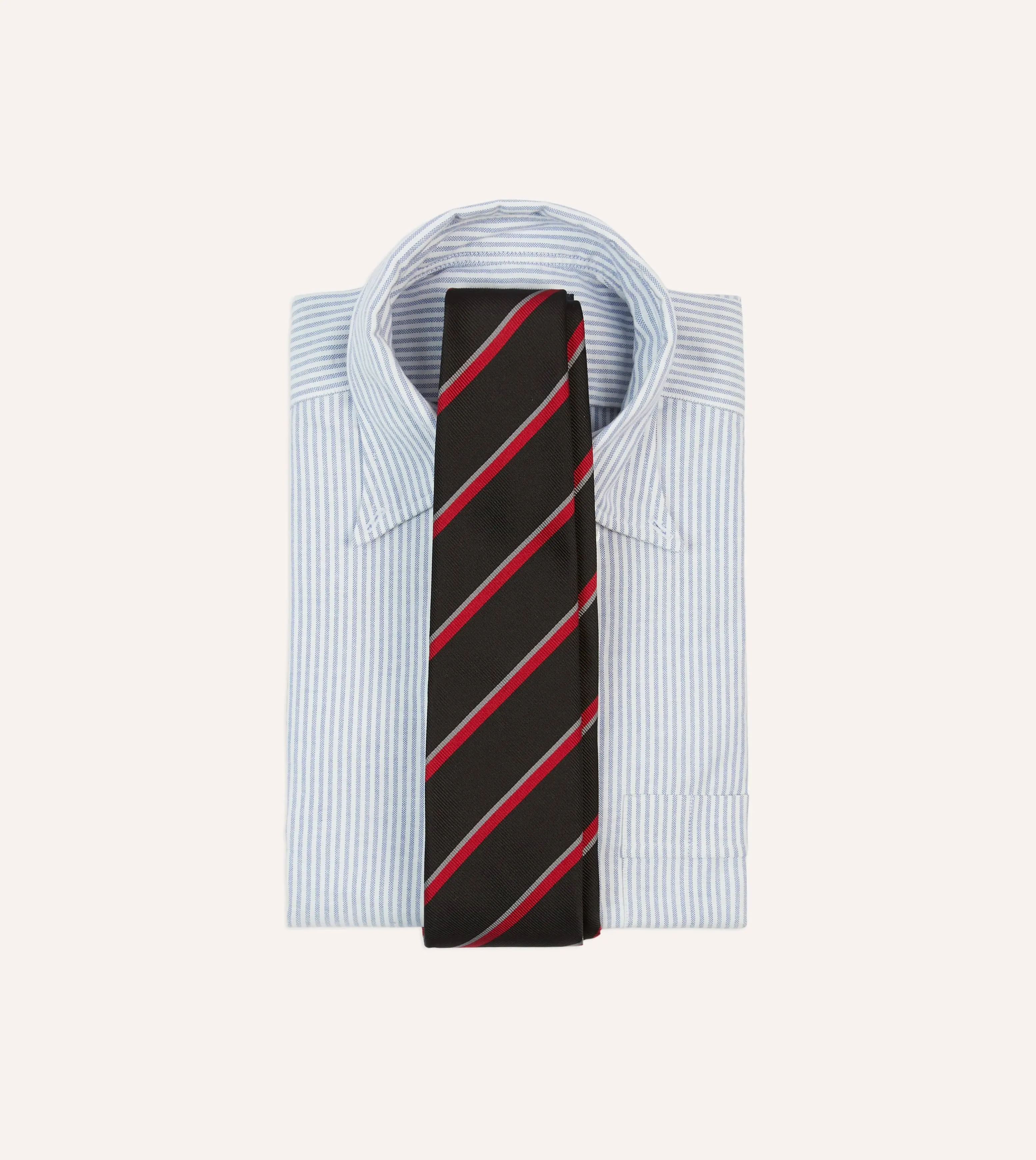 Black and Red Stripe Tipped Repp Silk Tie sold by Drake's London product image thumbnail 2