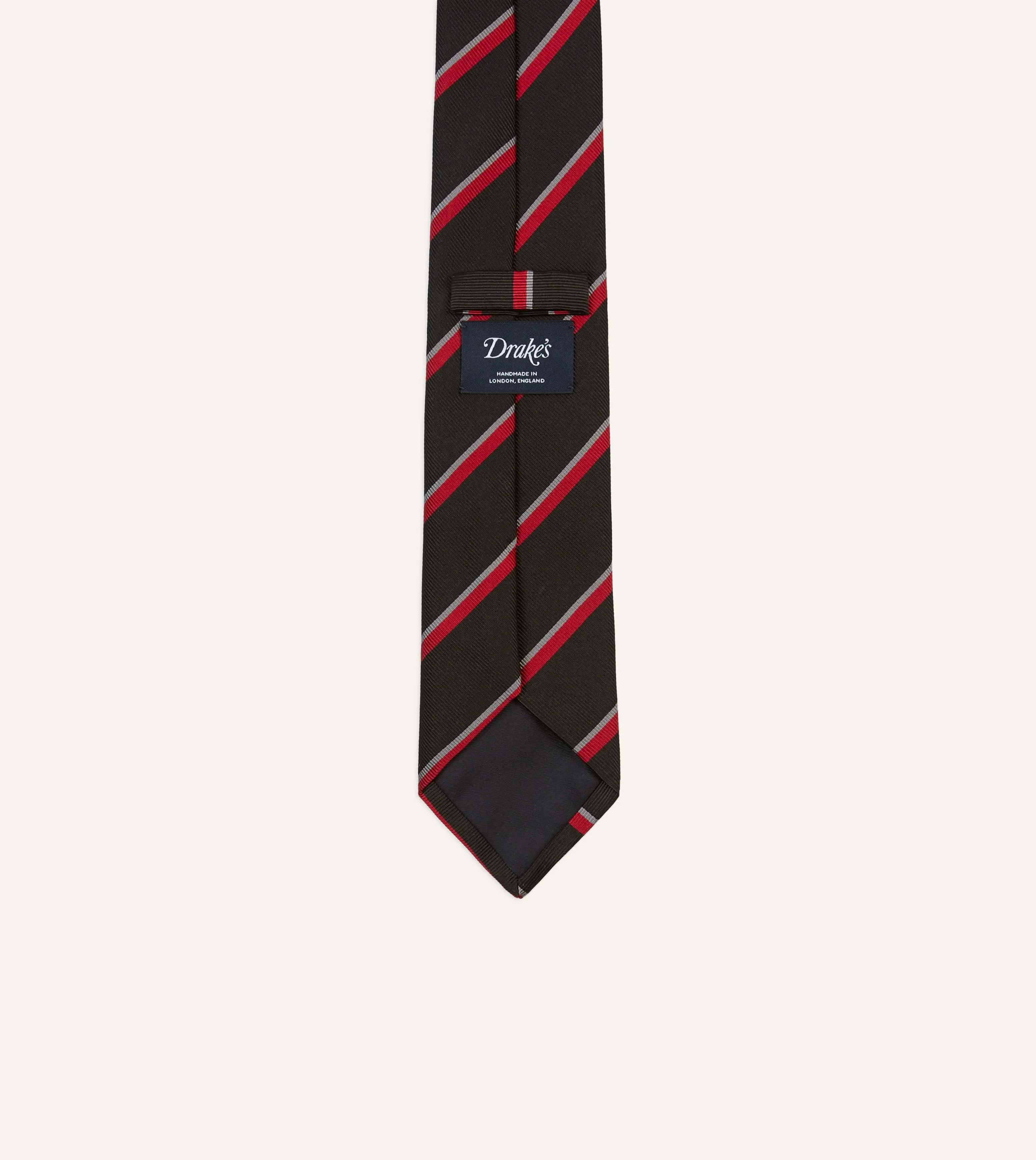 Black and Red Stripe Tipped Repp Silk Tie sold by Drake's London product image thumbnail 4