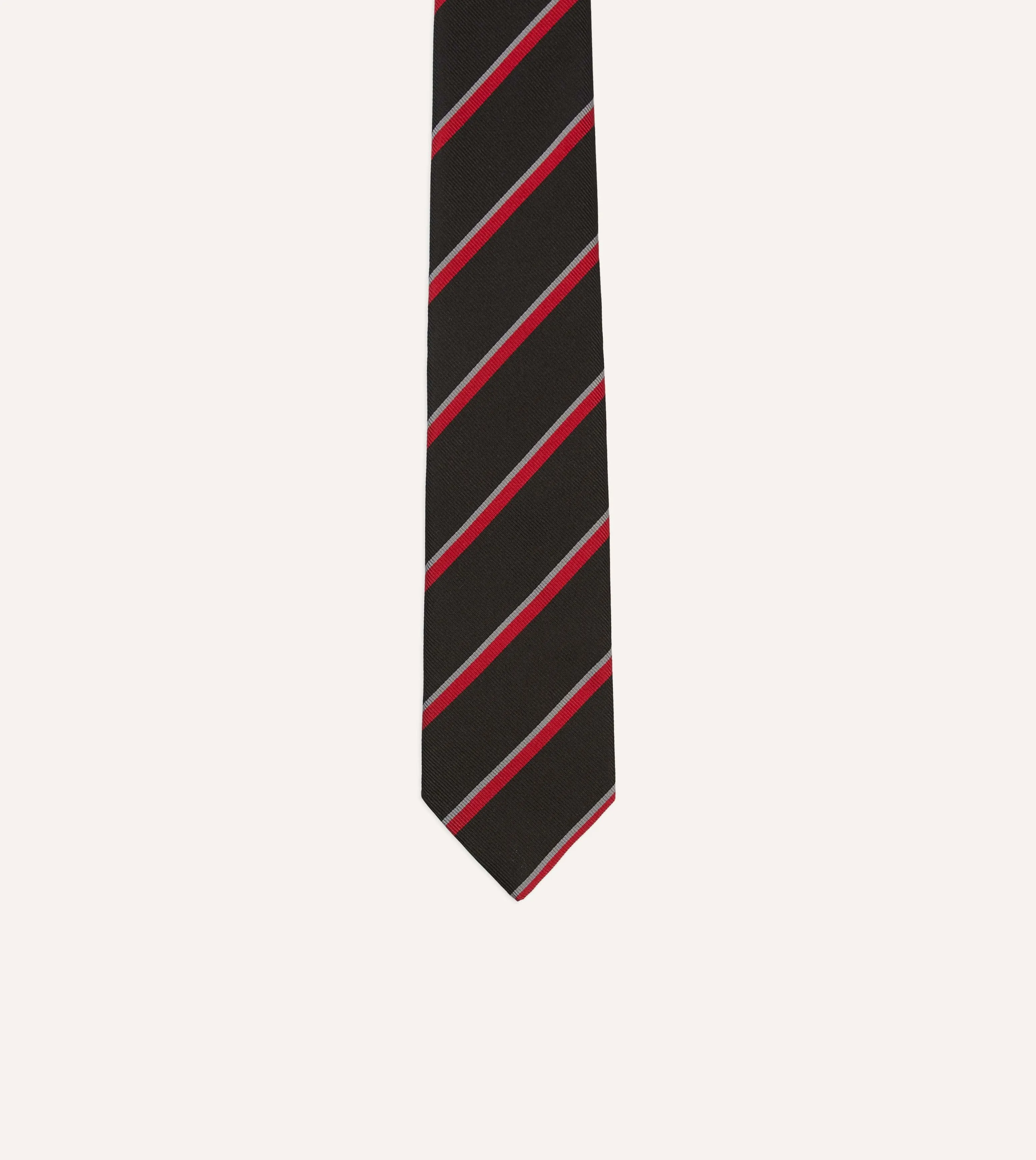 Black and Red Stripe Tipped Repp Silk Tie sold by Drake's London product image thumbnail 3