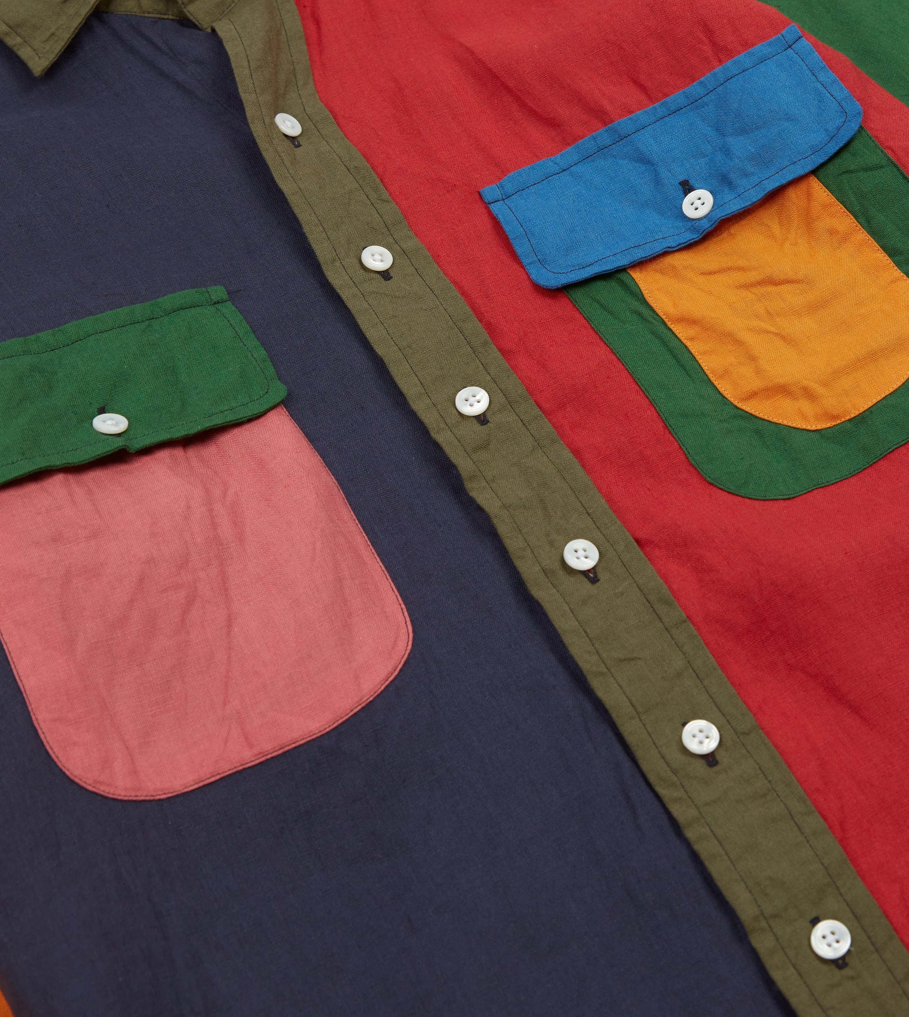 Multicoloured Linen Two-Pocket Fun Work Shirt sold by Drake's London product image thumbnail 4