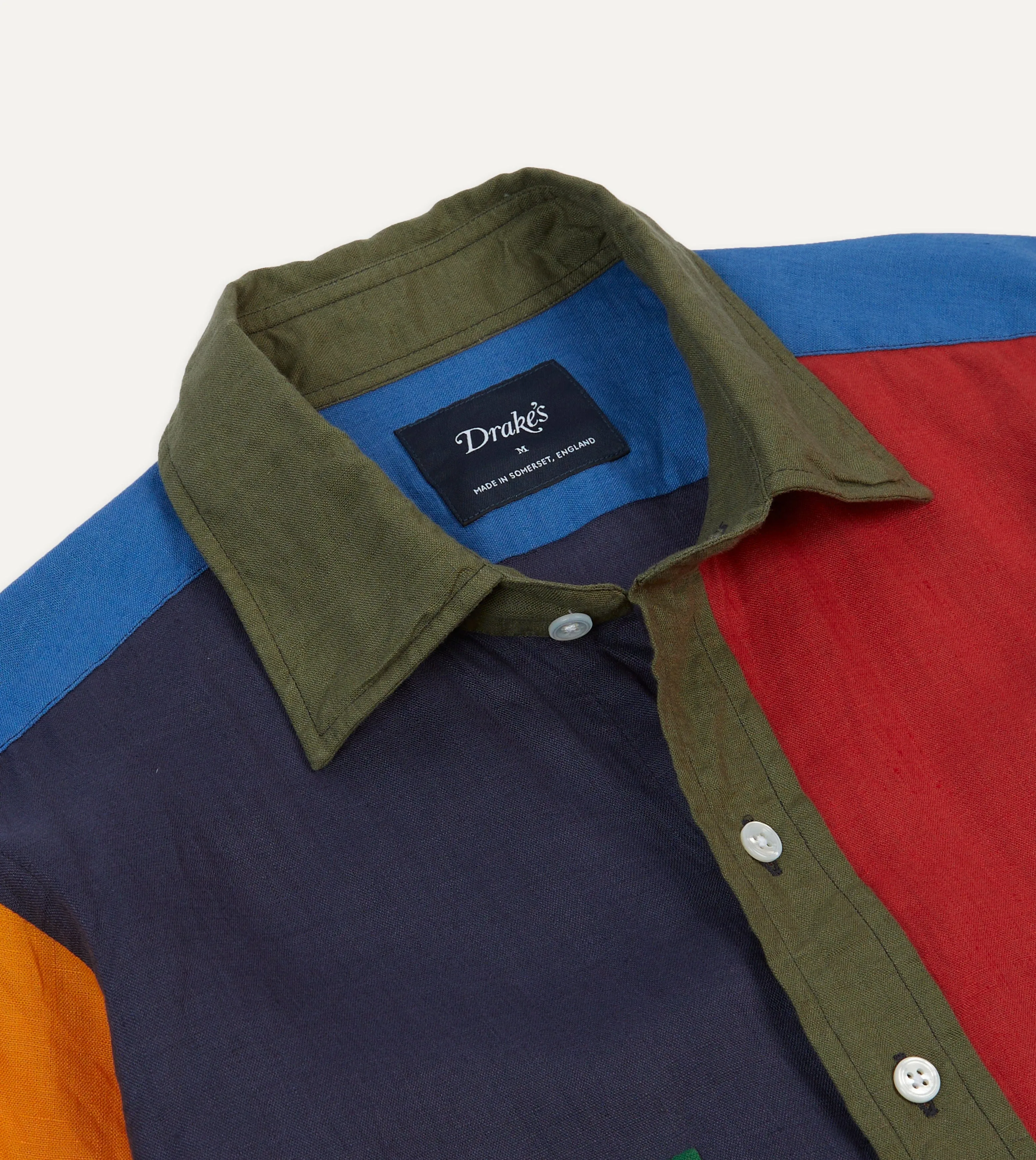 Multicoloured Linen Two-Pocket Fun Work Shirt sold by Drake's London product image thumbnail 3