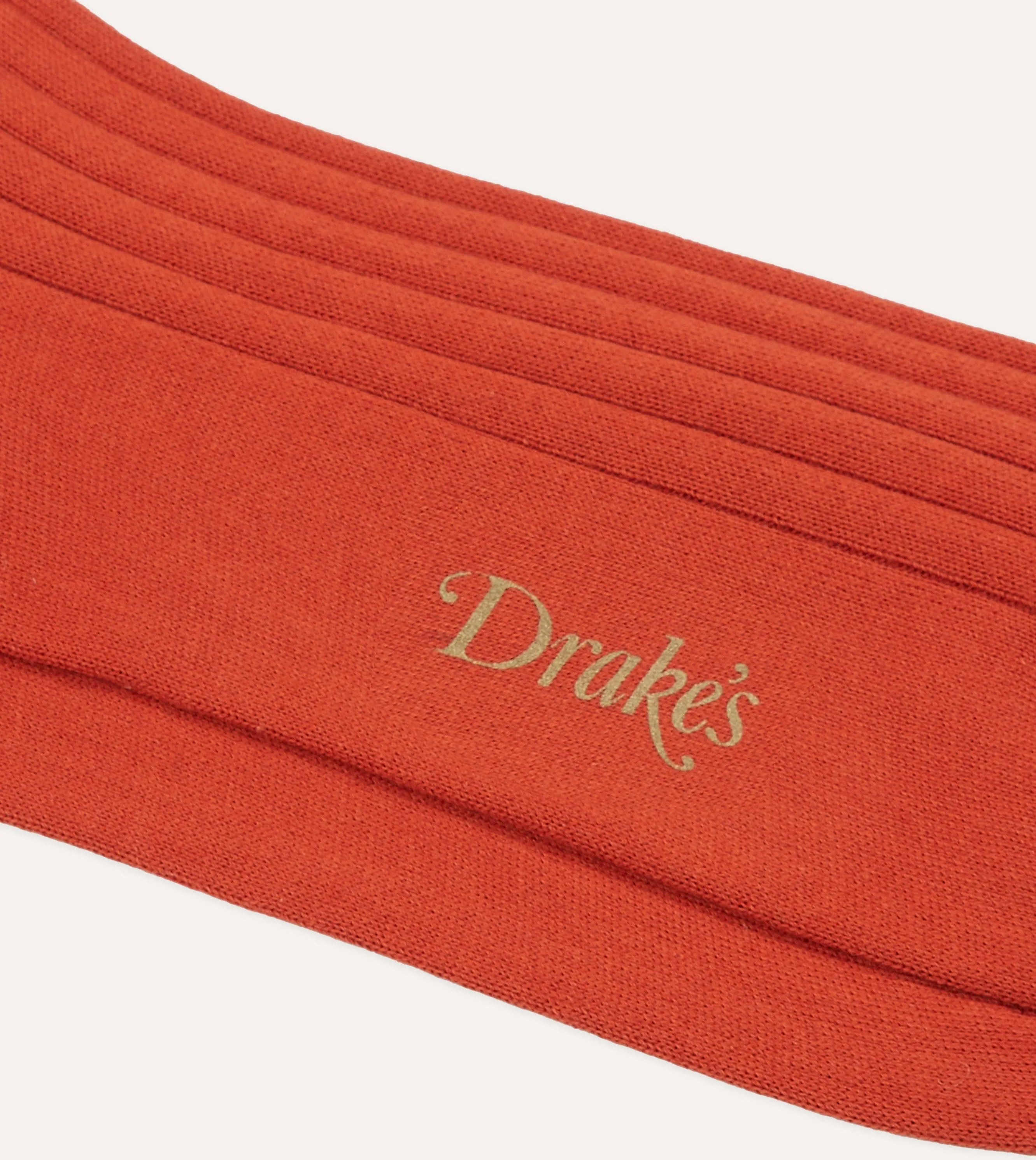 Orange Cotton Mid-Calf Socks sold by Drake's London product image thumbnail 2