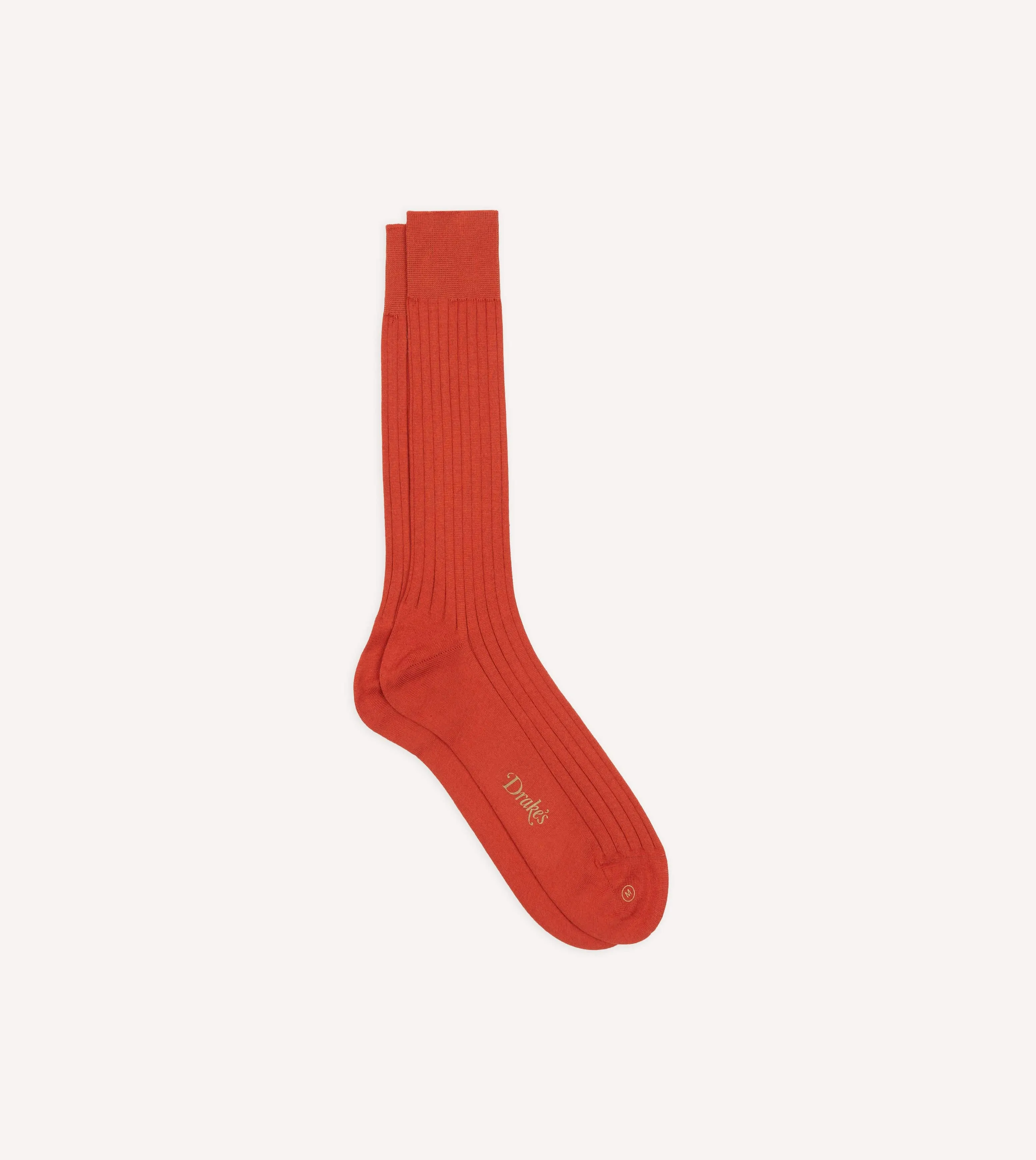 Orange Cotton Mid-Calf Socks sold by Drake's London