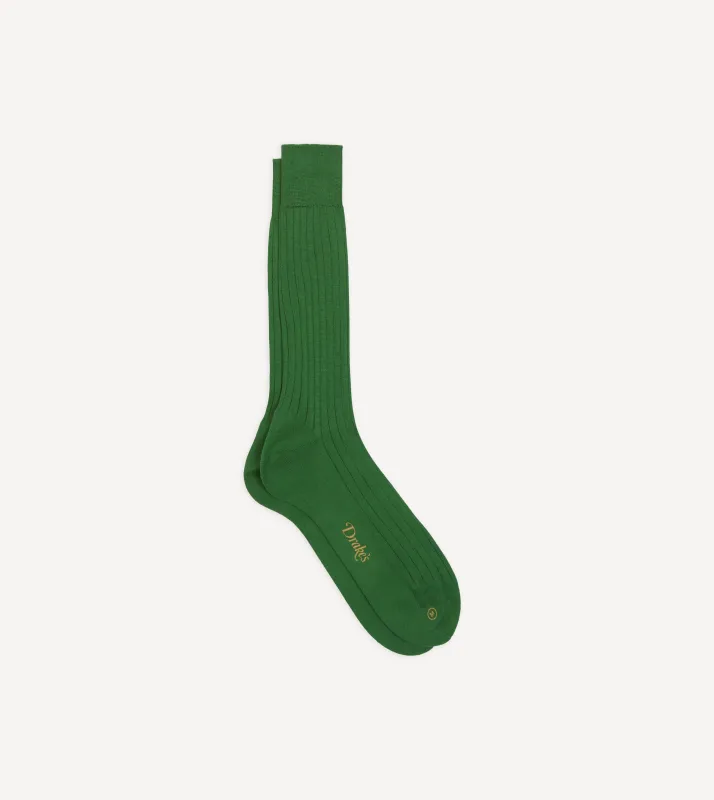 Green Cotton Mid-Calf Socks sold by Drake's London